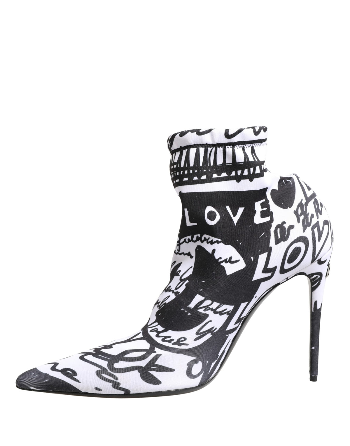Dolce & Gabbana Witte Graffiti Stretch Enkellaarzen