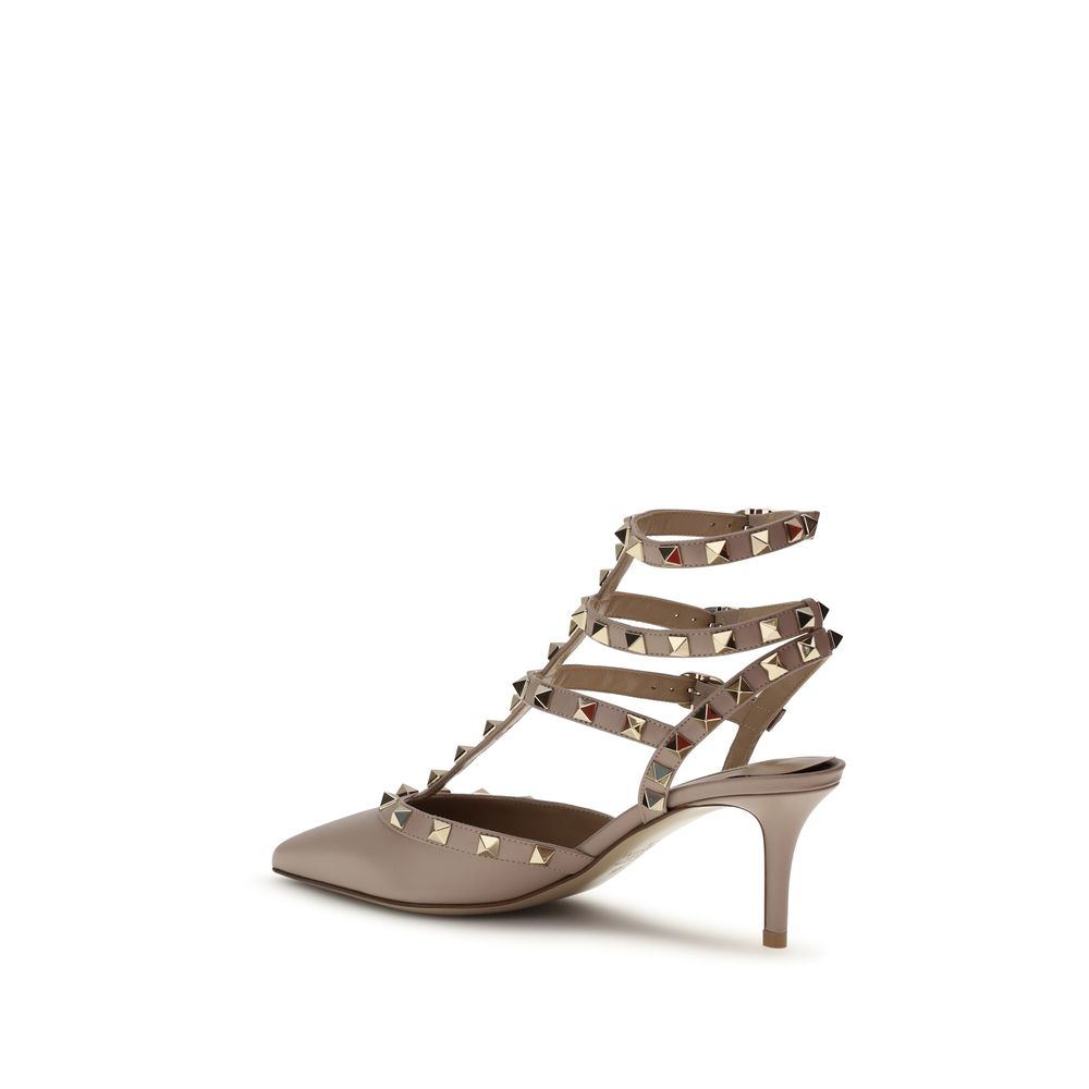Valentino Garavani Beige Kalfsleer Bos Taurus Pumps met Middenhoge Hak