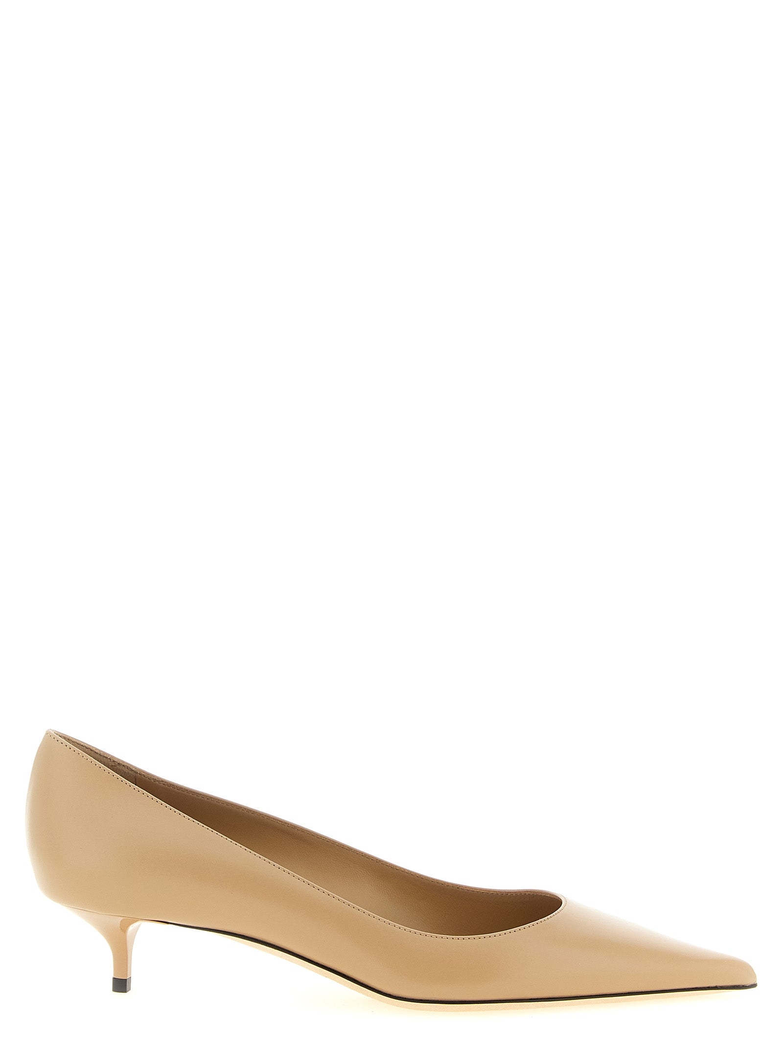Jimmy Choo Beige Leather Mid-Heel Pumps
