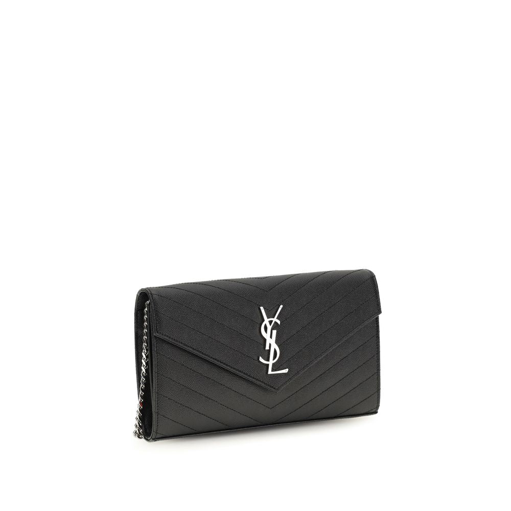 Saint Laurent Zwarte Kalfsleren Portemonnee van Bos Taurus