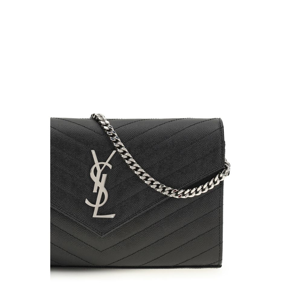 Saint Laurent Zwarte Kalfsleren Portemonnee van Bos Taurus