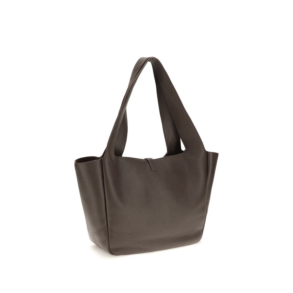 Saint Laurent Sac à Bandoulière en Cuir de Veau Marron Bos Taurus