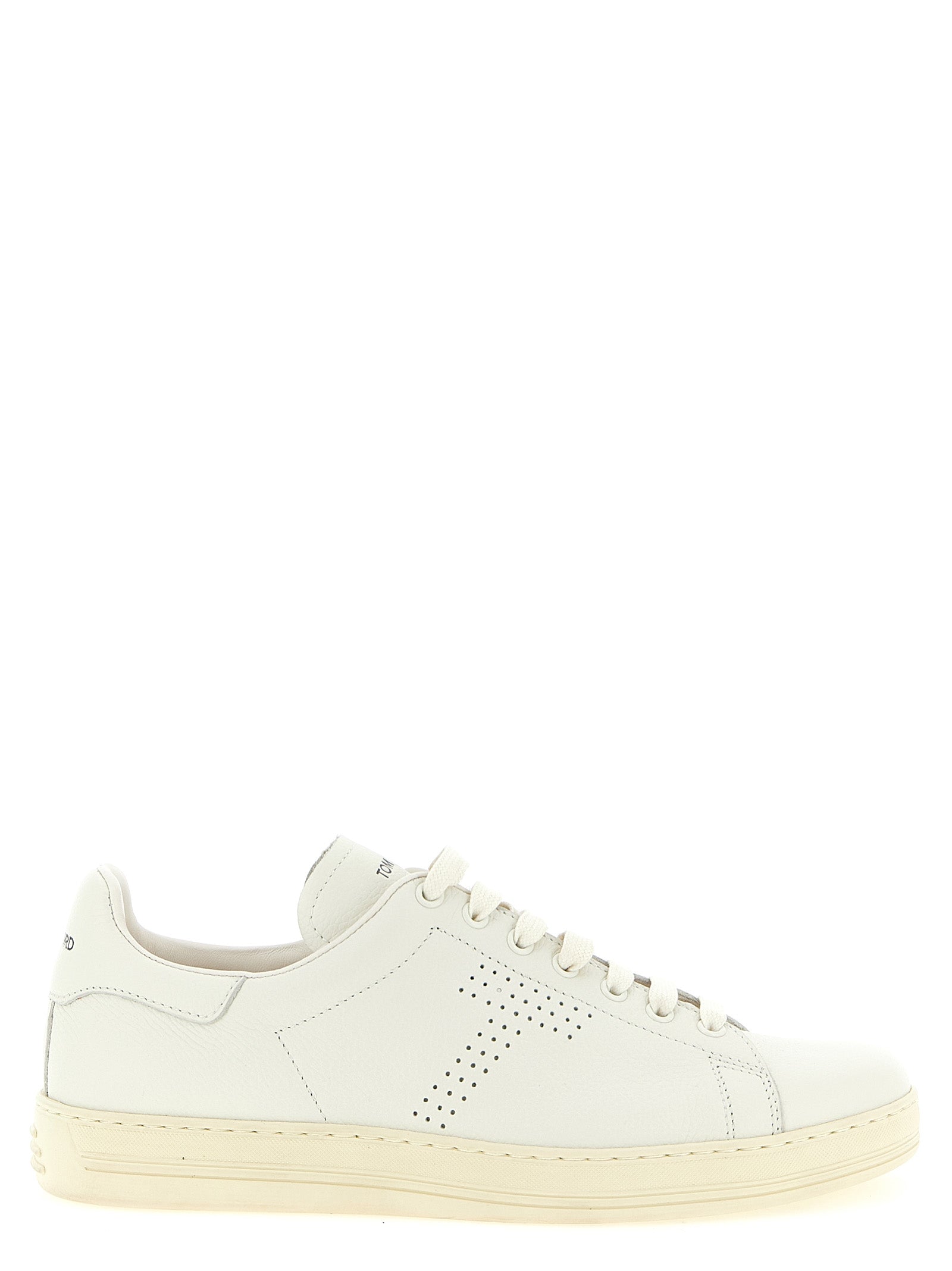 Tom Ford Witte Leren Lage Sneakers