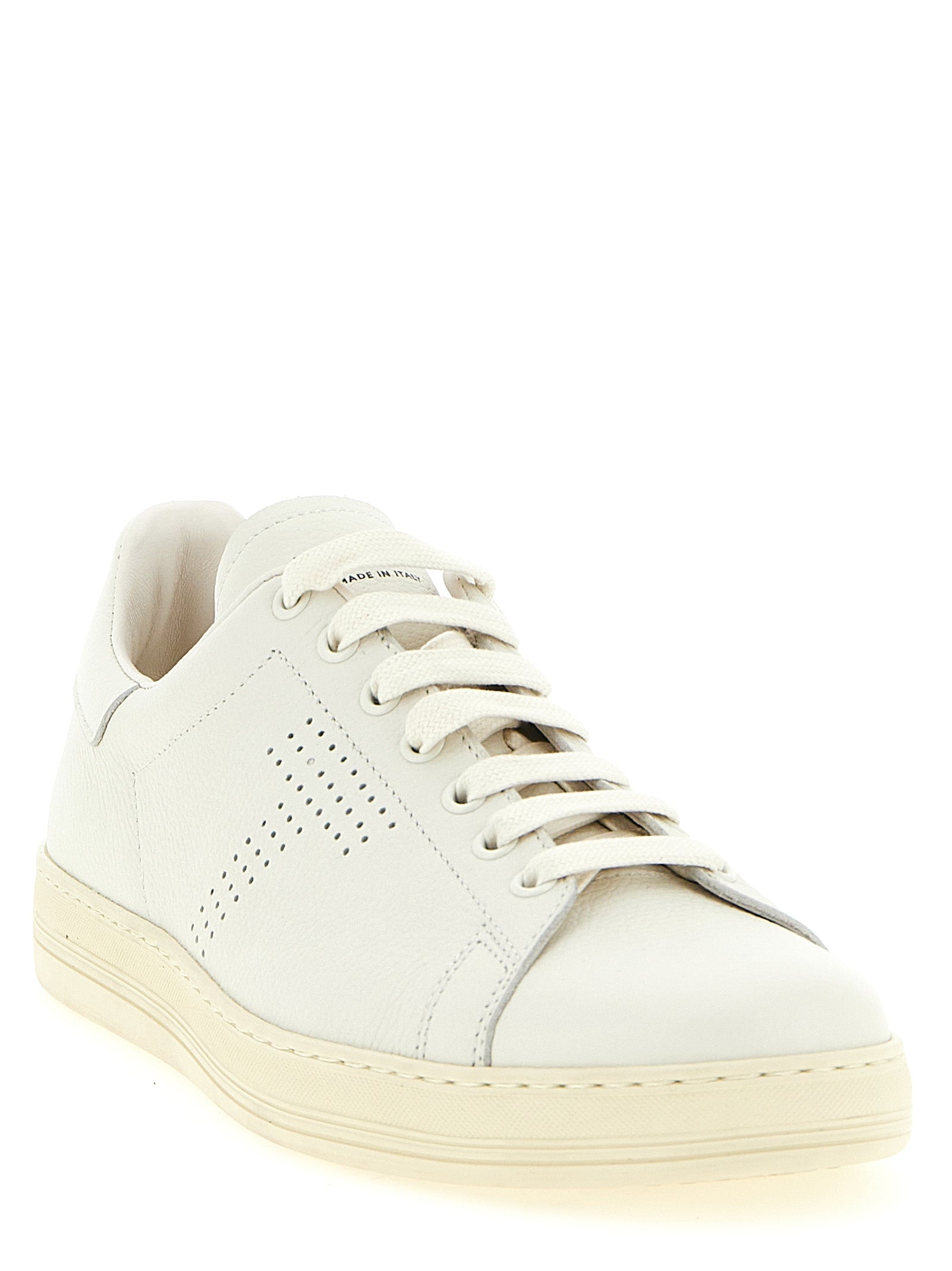 Tom Ford Witte Leren Lage Sneakers