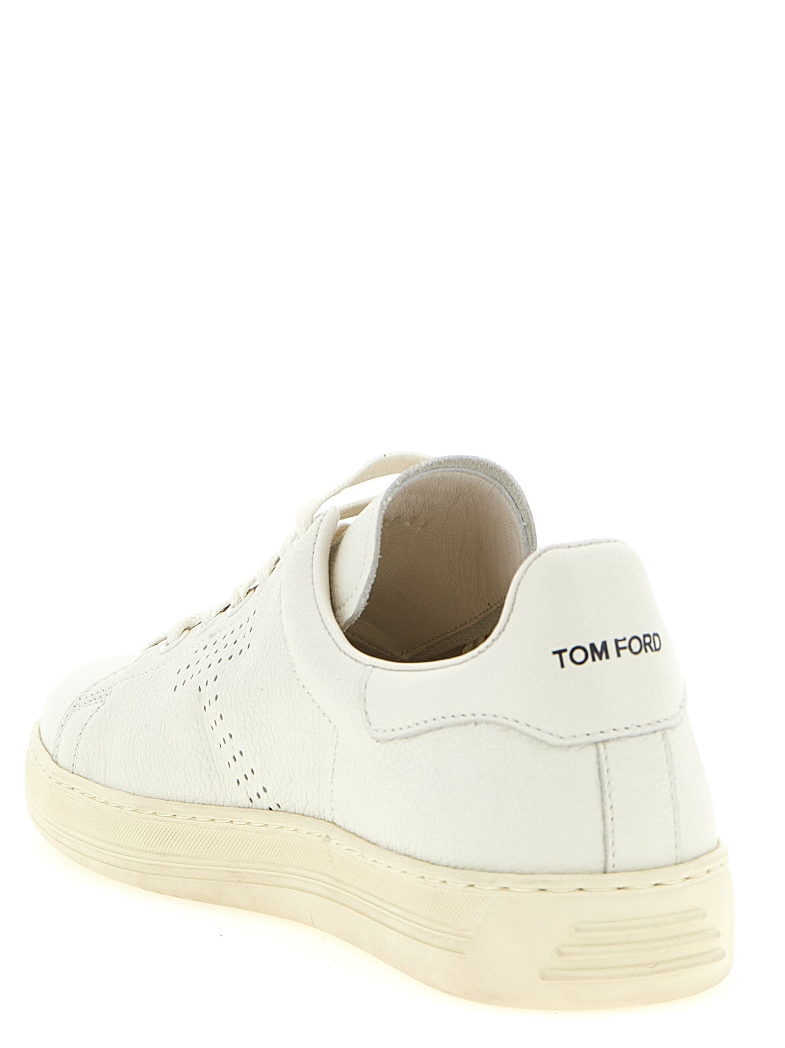 Tom Ford Witte Leren Lage Sneakers
