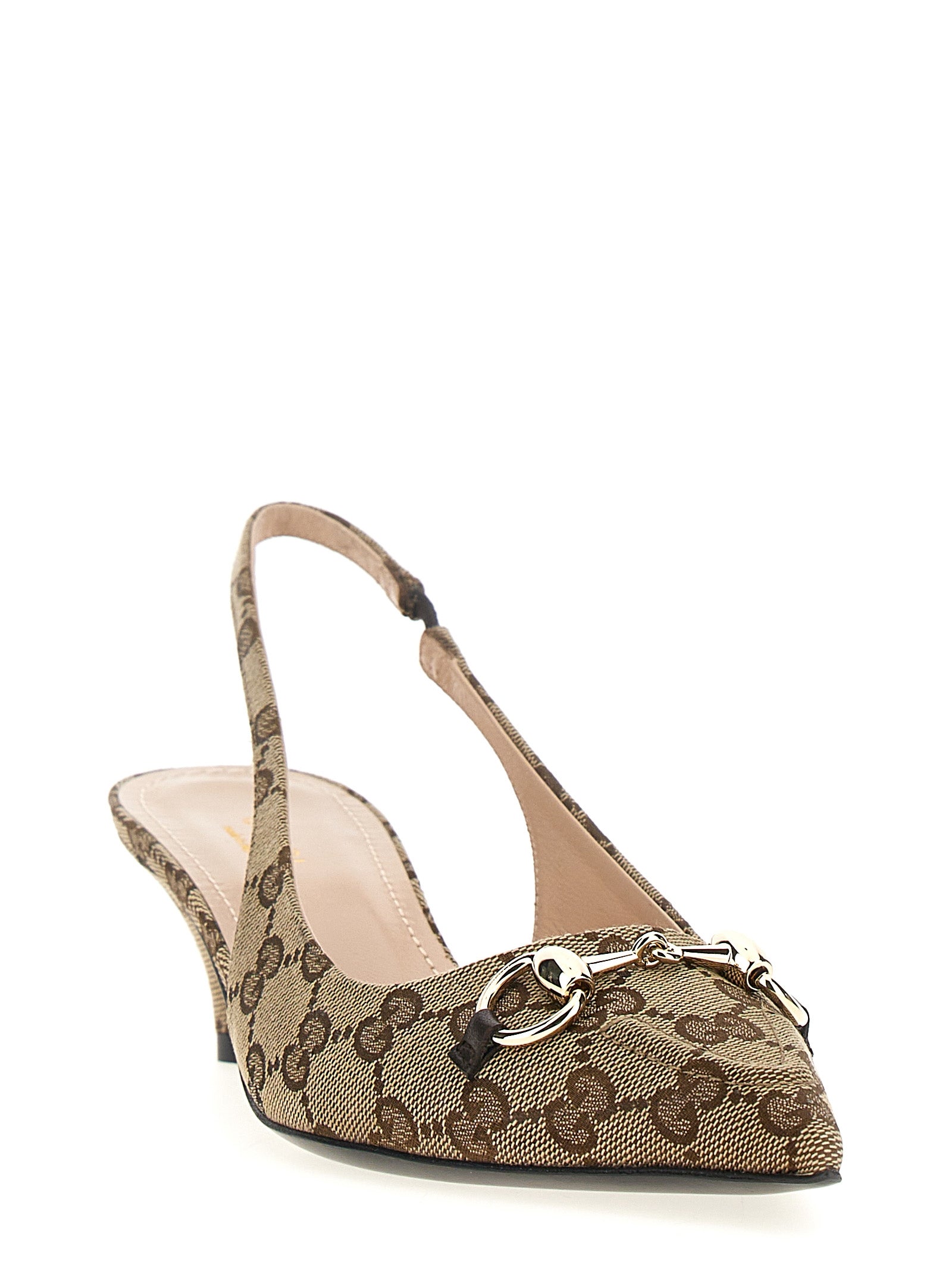Gucci Beige Polyester Pumps met Middelhoge Hak