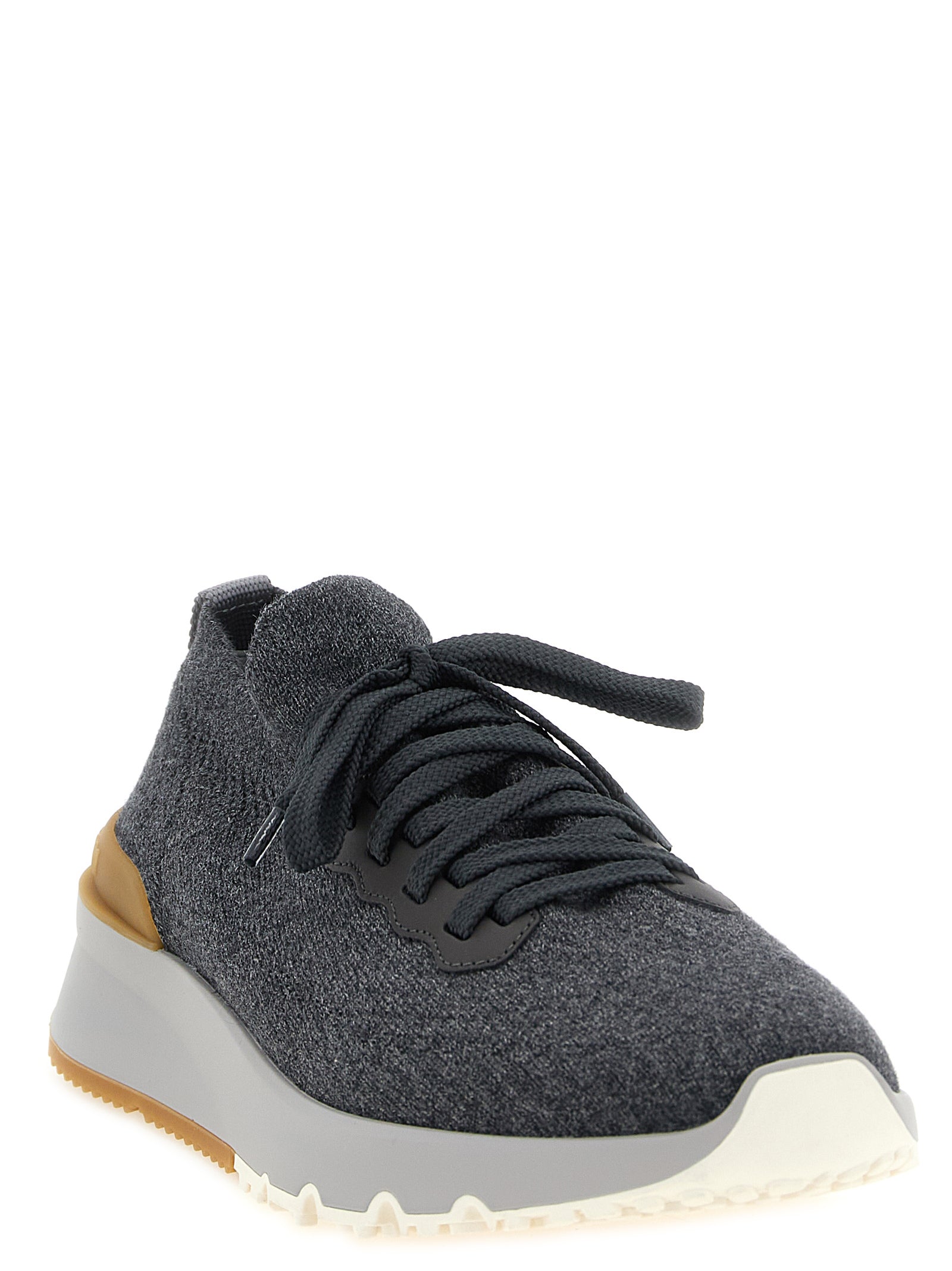 Brunello Cucinelli Gray Cotton Athletic Sneakers