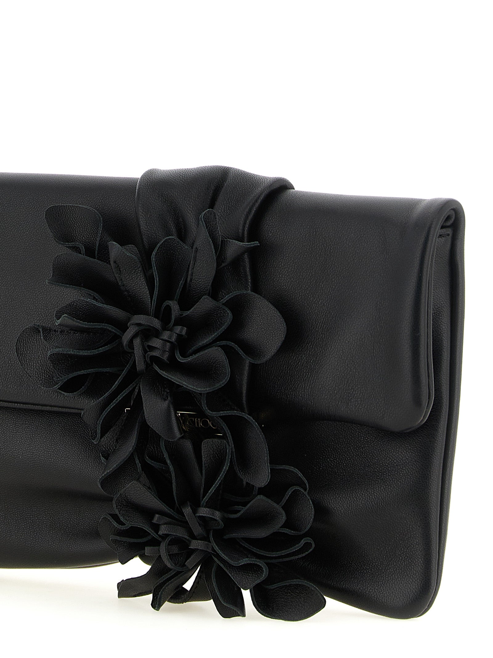 Jimmy Choo Black Lambskin Leather Clutch Bag