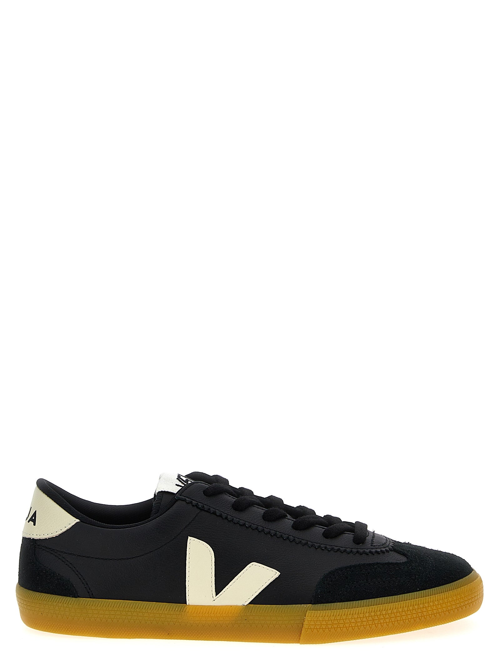 Veja Zwarte Leren Lage Sneakers