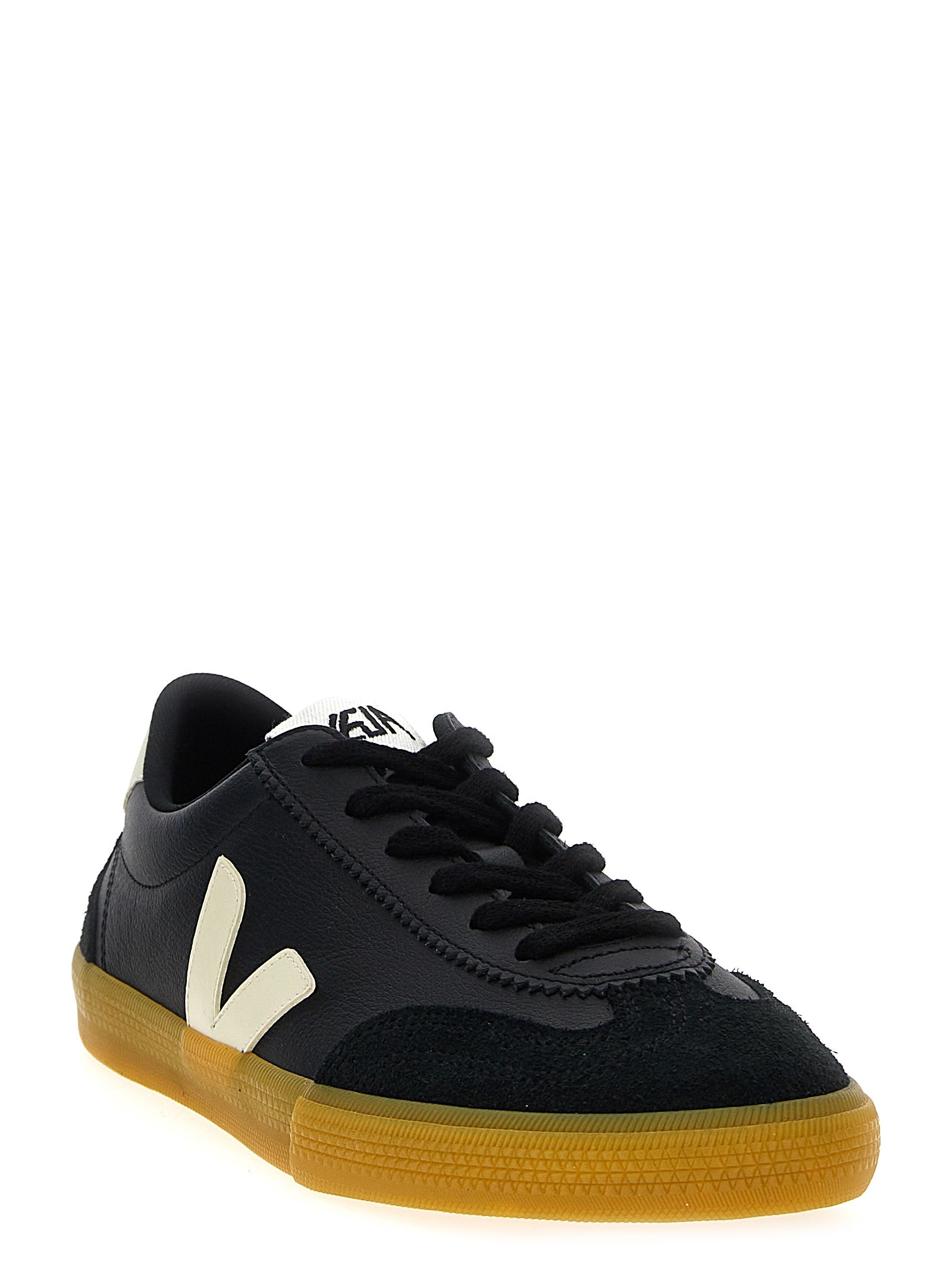 Veja Zwarte Leren Lage Sneakers