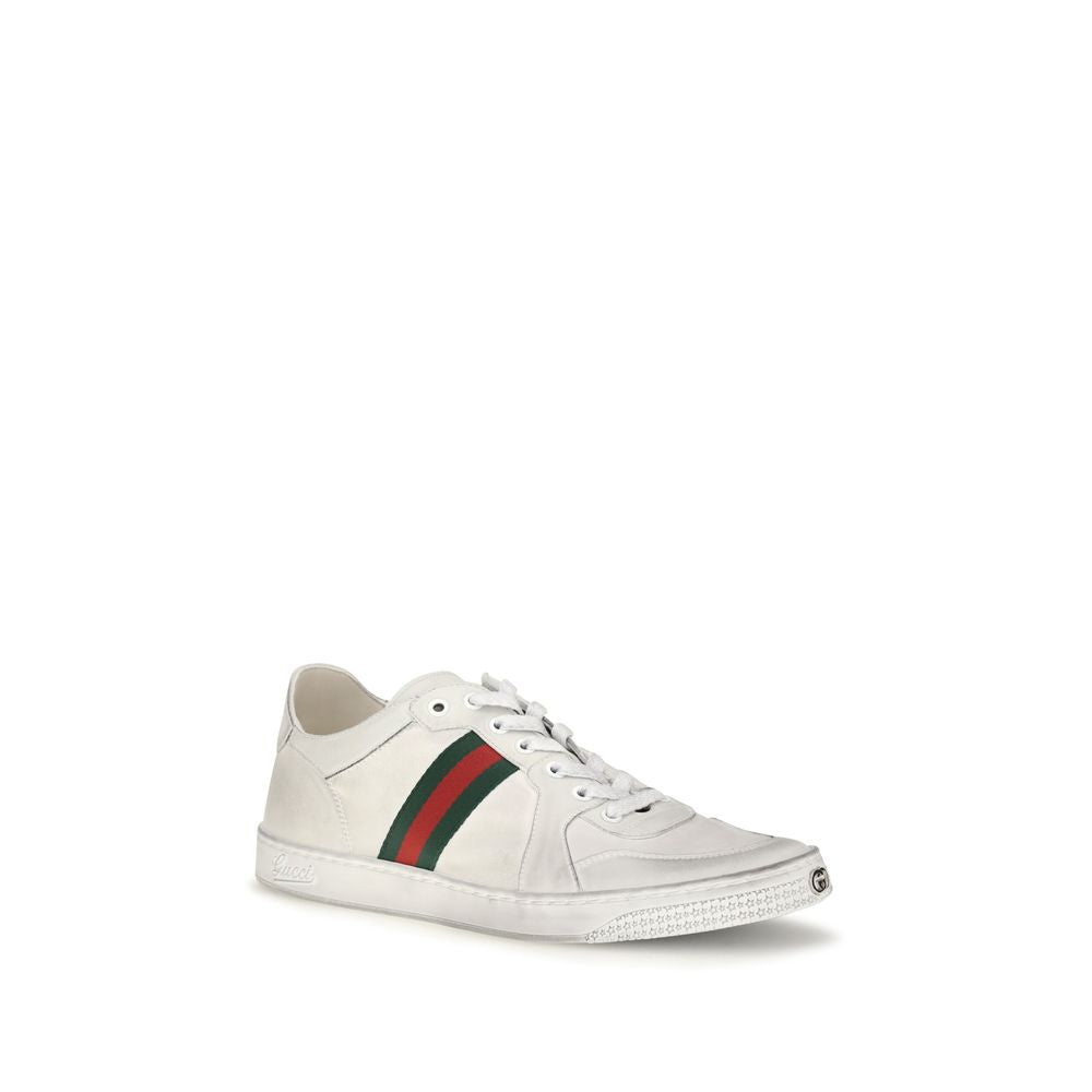 Gucci Witte Kalfsleer Bos Taurus Lage Sneakers