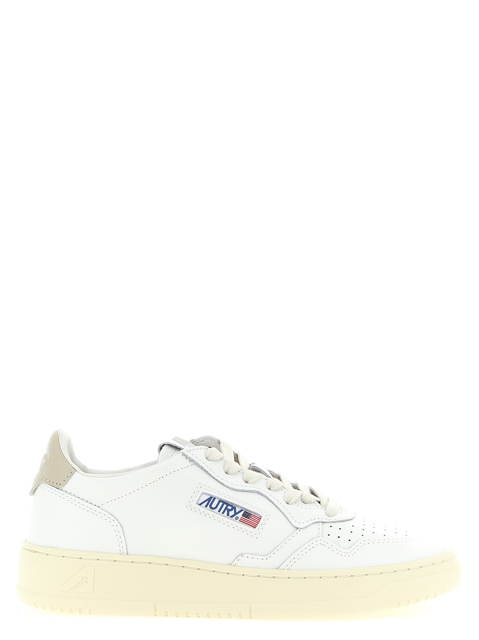 Autry Beige Lage Sneakers van Koeienleer