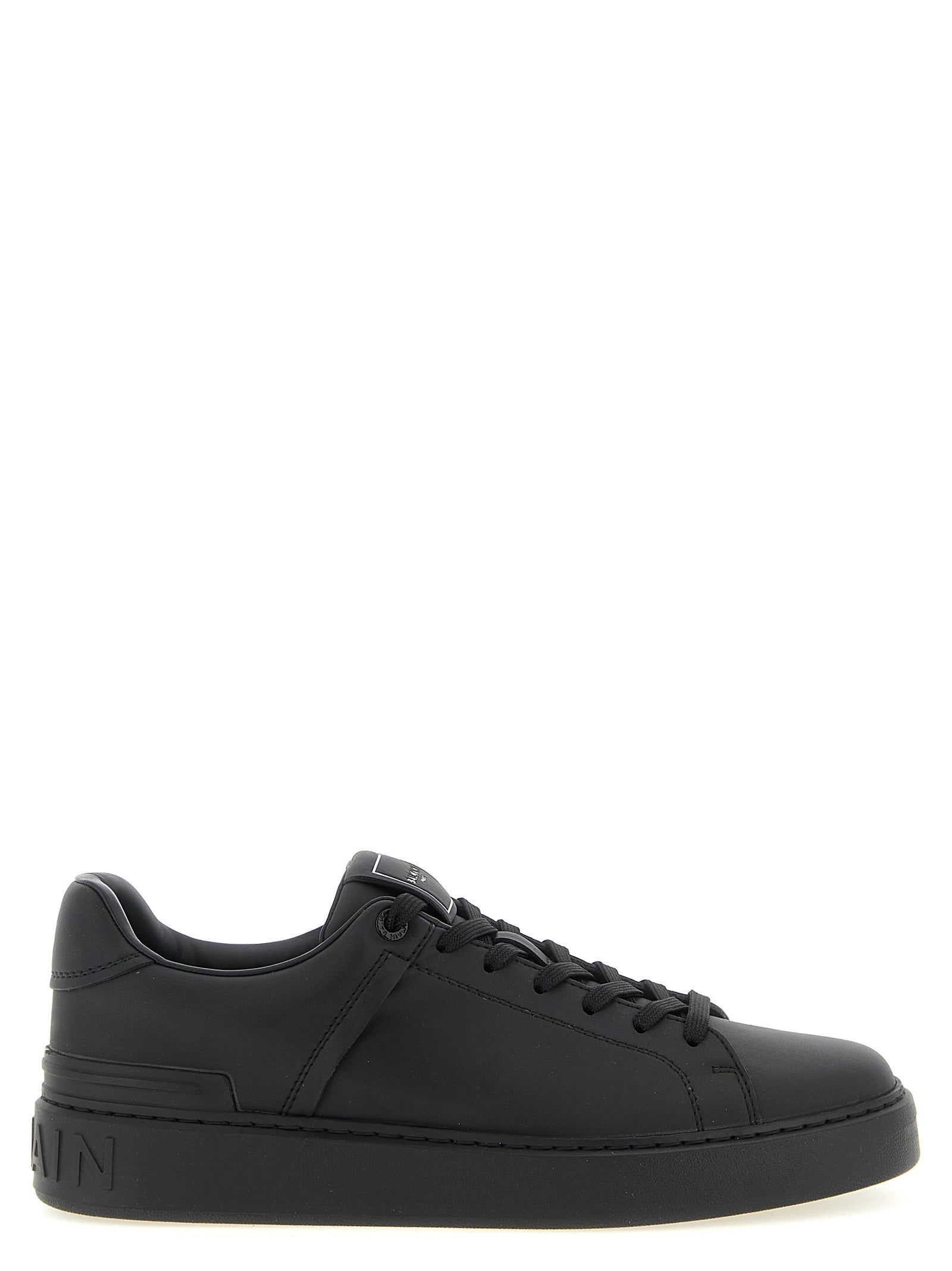 Balmain Zwarte Kalfsleren Lage Sneakers