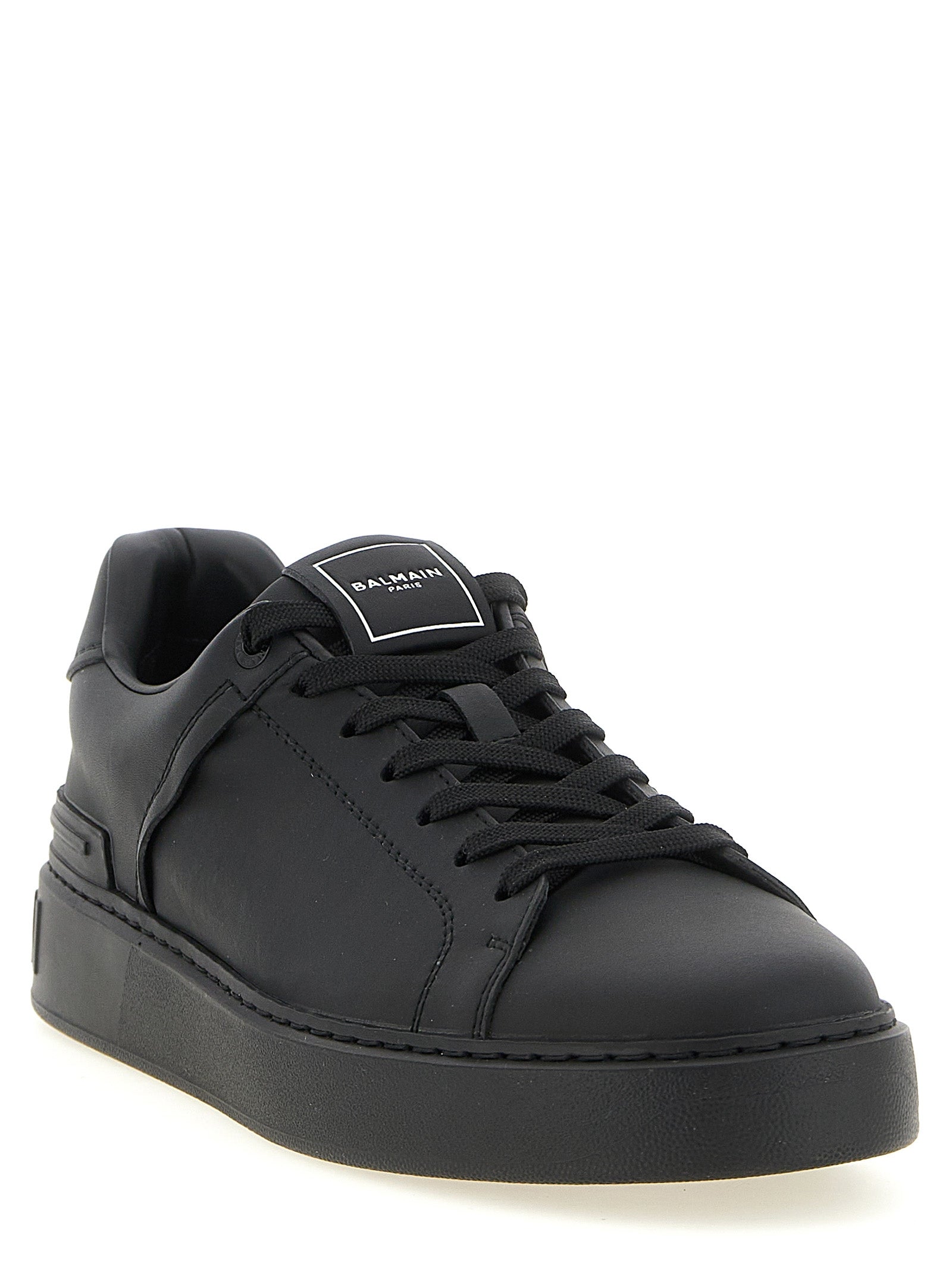 Balmain Zwarte Kalfsleren Lage Sneakers