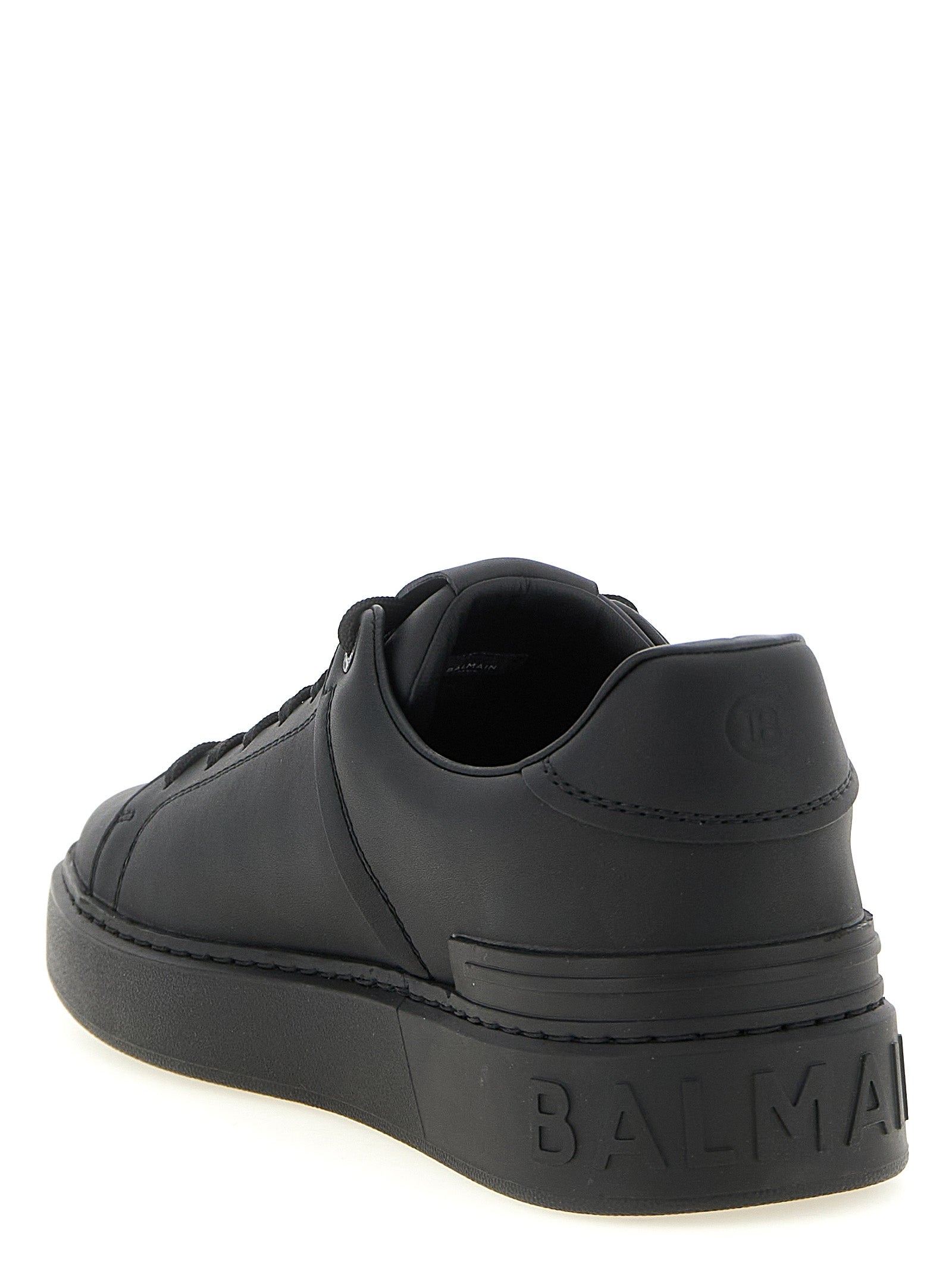 Balmain Zwarte Kalfsleren Lage Sneakers
