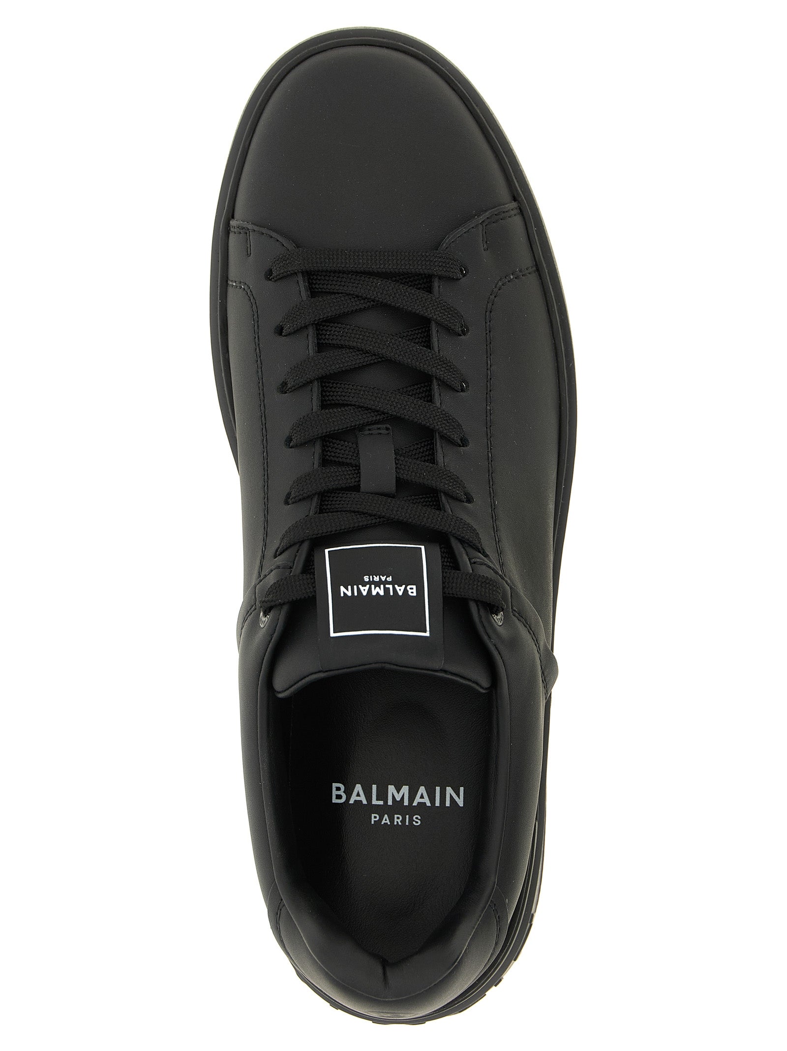 Balmain Zwarte Kalfsleren Lage Sneakers