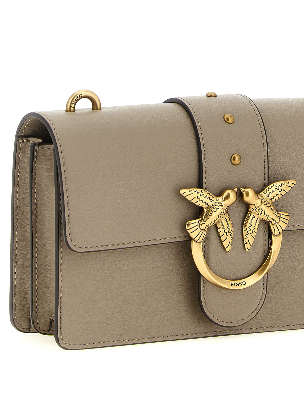 PINKO Grijze Kalfsleren Crossbodytas