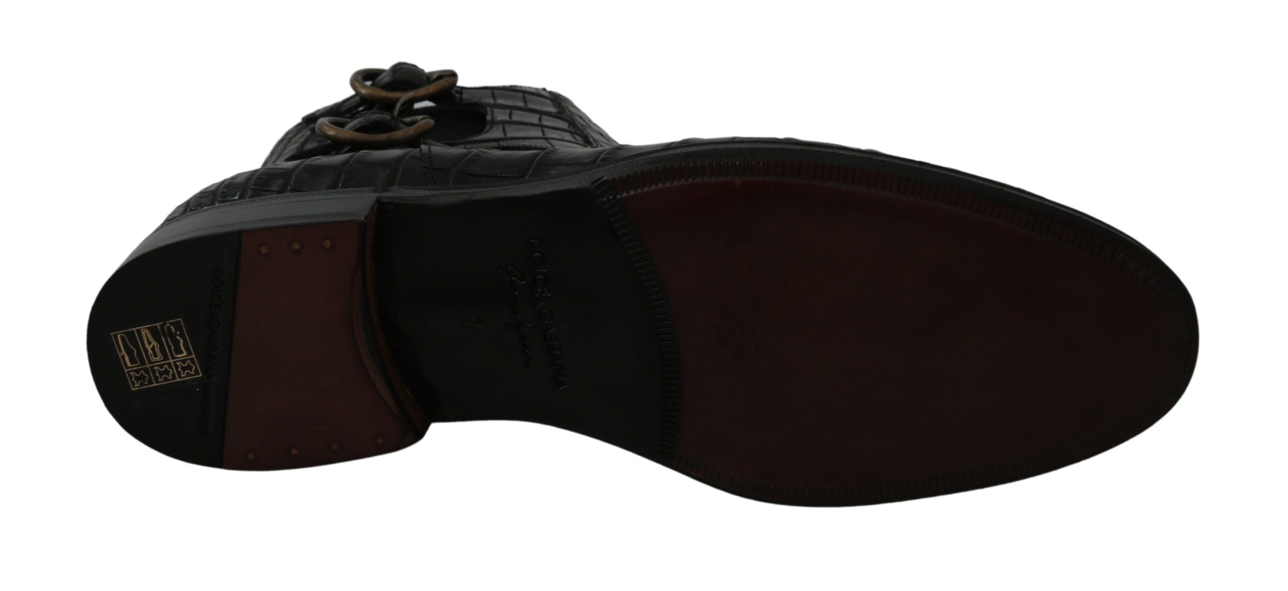 Dolce & Gabbana Zwarte Krokodillenleren Derby Laarzen Schoenen