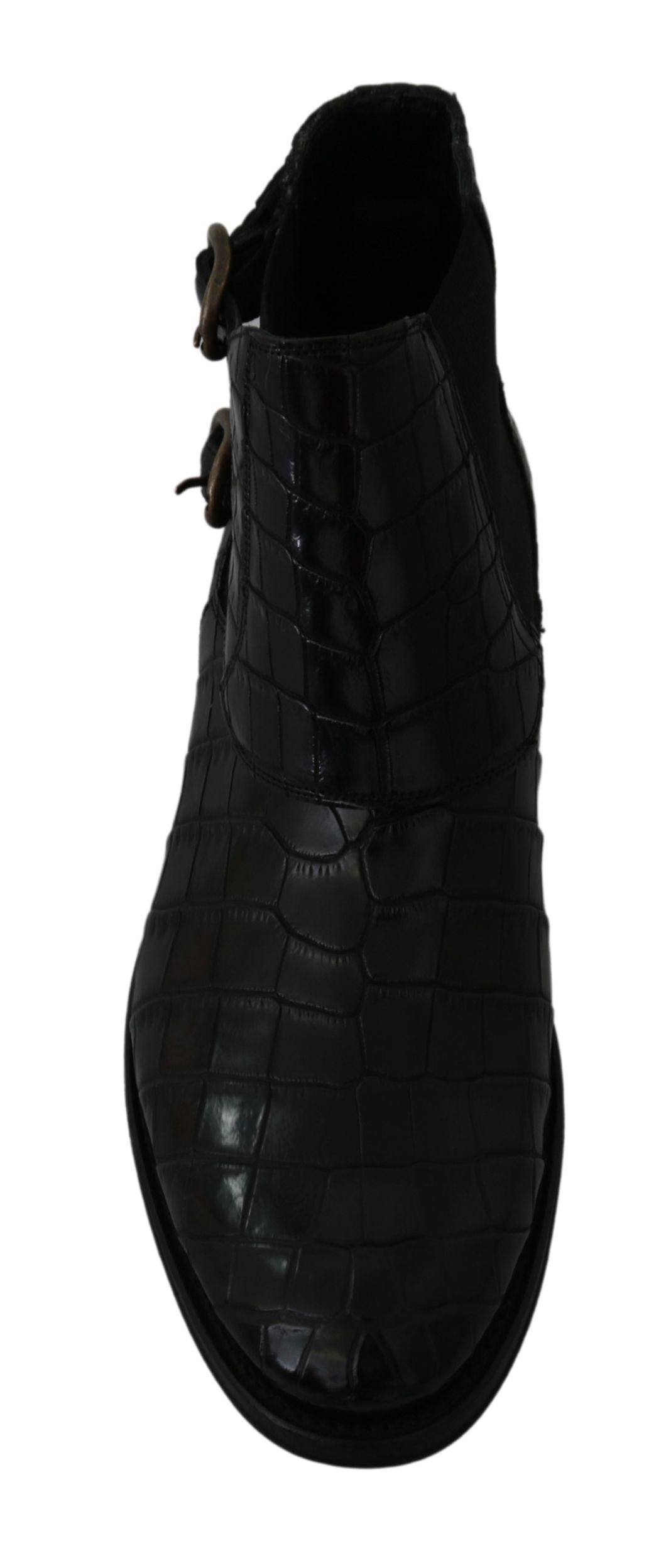 Dolce & Gabbana Zwarte Krokodillenleren Derby Laarzen Schoenen