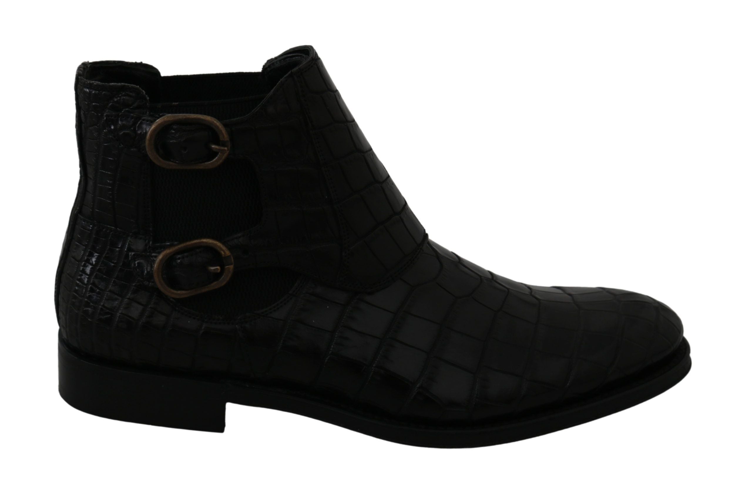 Dolce & Gabbana Zwarte Krokodillenleren Derby Laarzen Schoenen