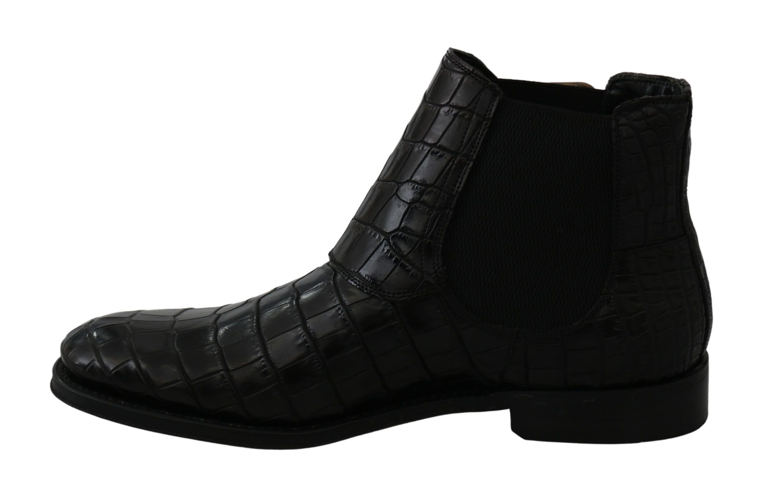 Dolce & Gabbana Zwarte Krokodillenleren Derby Laarzen Schoenen
