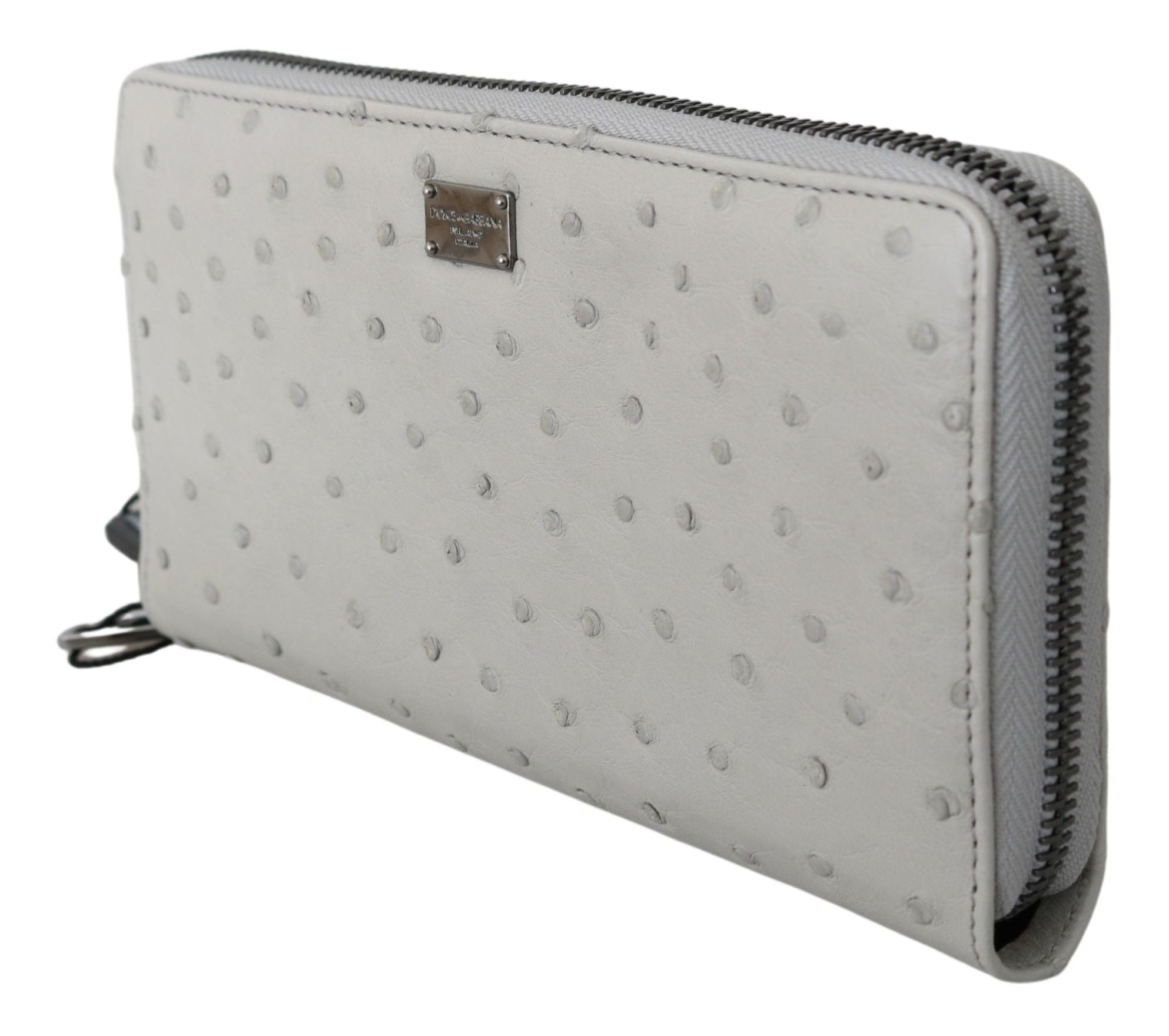 Dolce & Gabbana White Ostrich Leather Continental Men's Clutch Wallet