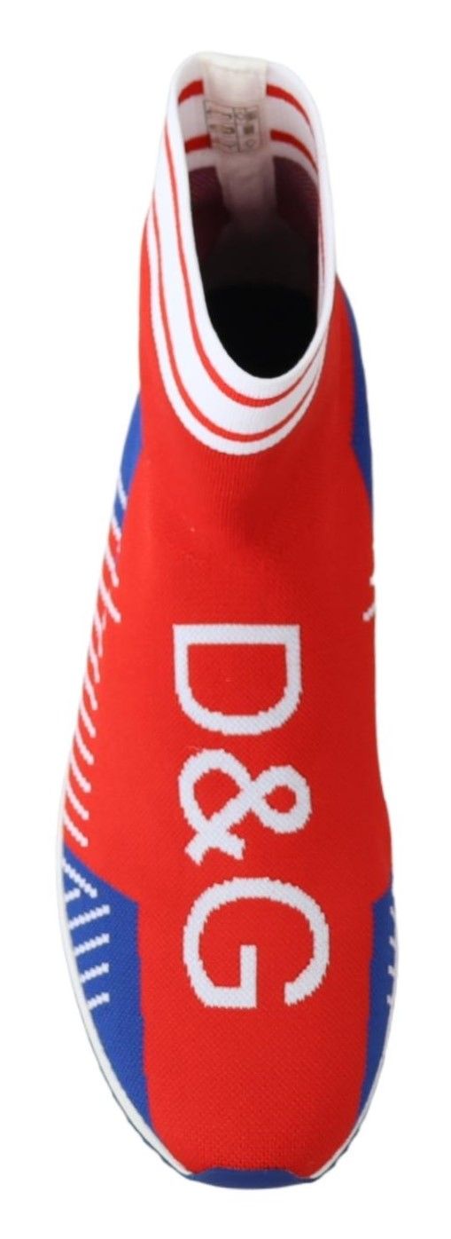 Dolce & Gabbana Blauw Rood Sorrento Logo Sneakers Sokken Schoenen