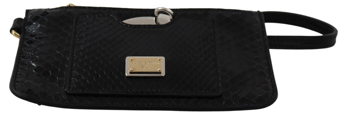Dolce & Gabbana Zwarte Leren Portemonnee Polsband Spiegeltje Agnese Portefeuille