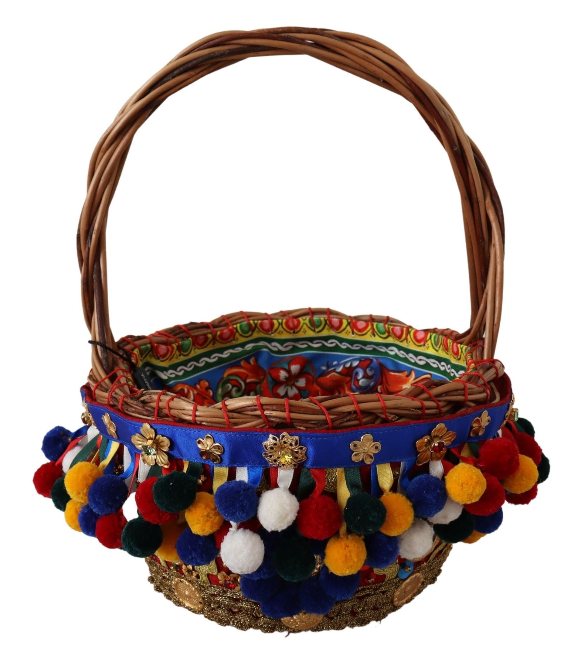 Dolce & Gabbana Meerkleurige Katoenen Agnese Basket Schoudertas Met Versieringen