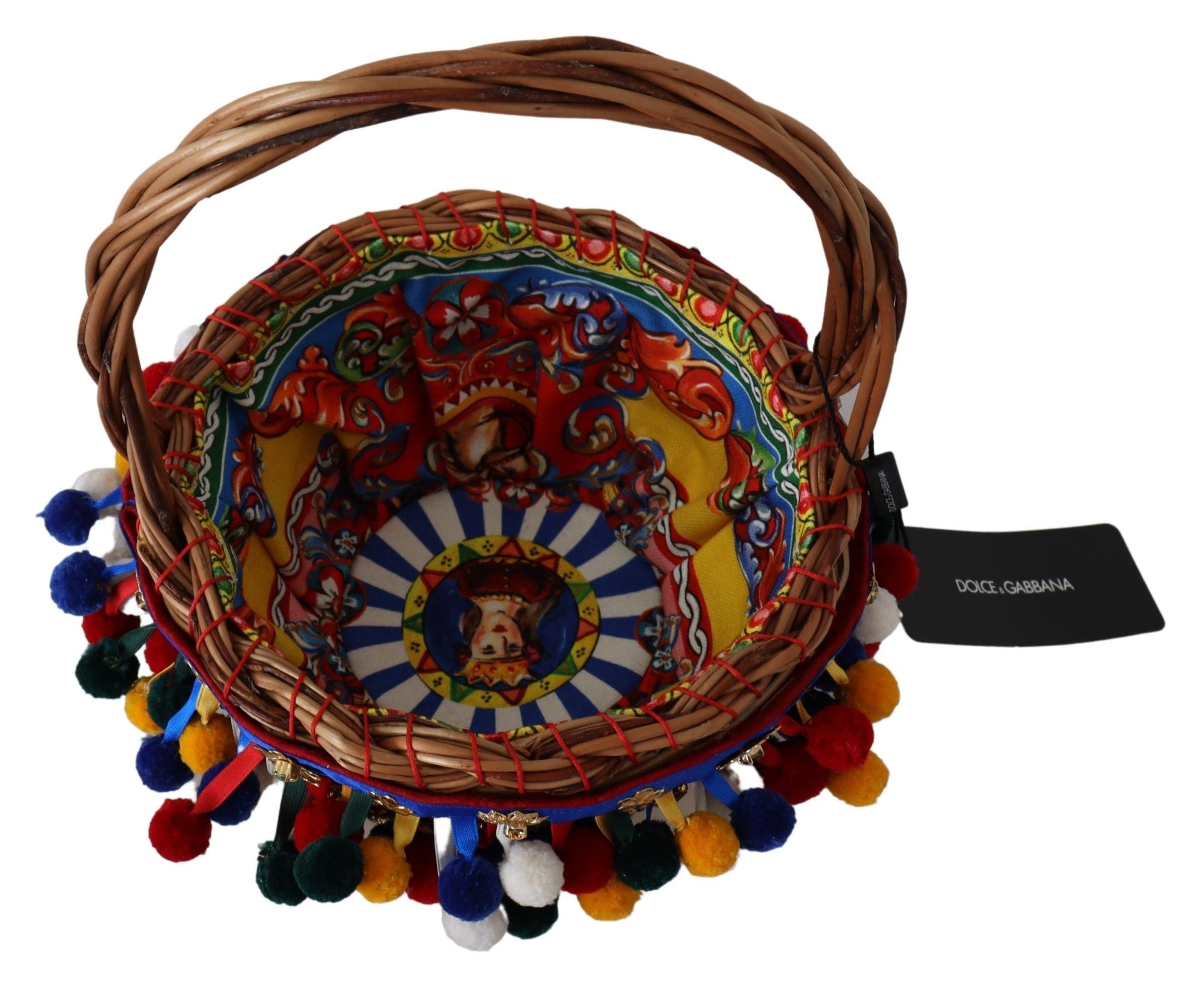 Dolce & Gabbana Meerkleurige Katoenen Agnese Basket Schoudertas Met Versieringen