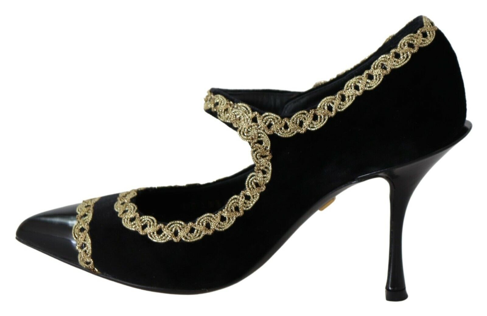 Dolce & Gabbana Zwarte Versierde Fluwelen Mary Jane Pumps Schoenen