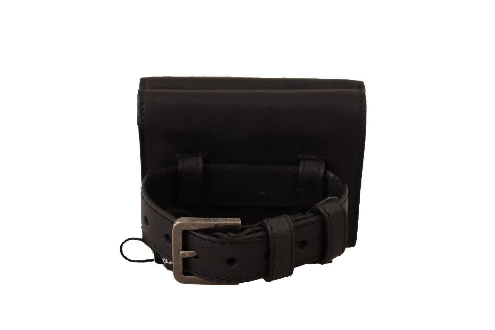 Dolce & Gabbana Zwart Lederen Portefeuille met Drievoudige Sluiting Riem Multiset Portemonnee