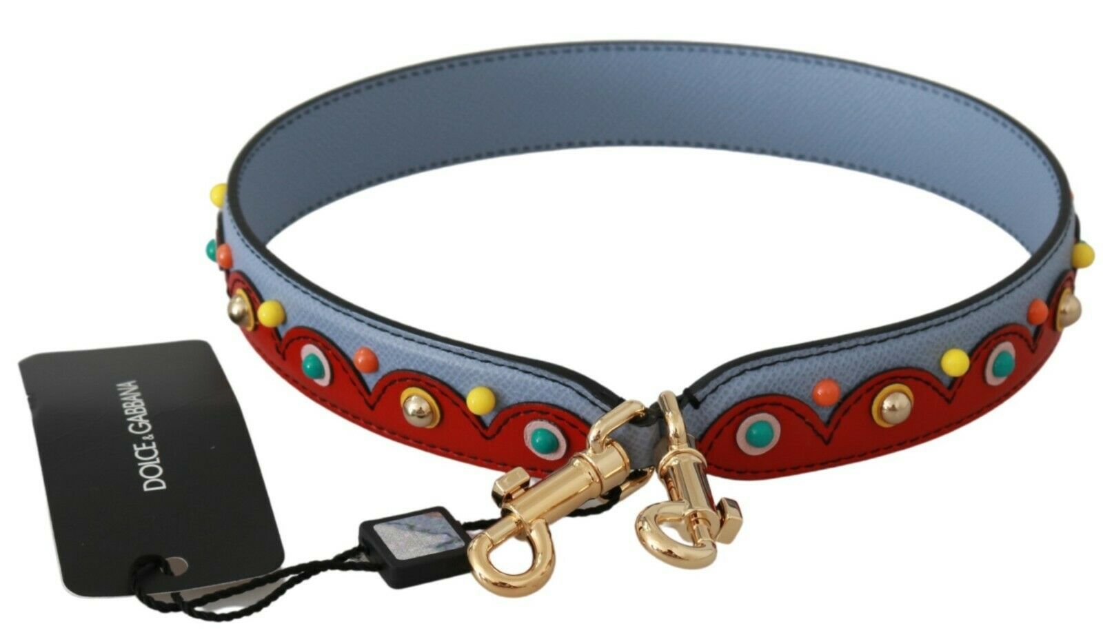 Dolce & Gabbana Blue and Red Shoulder Strap Leather Blue Handbag Accessory