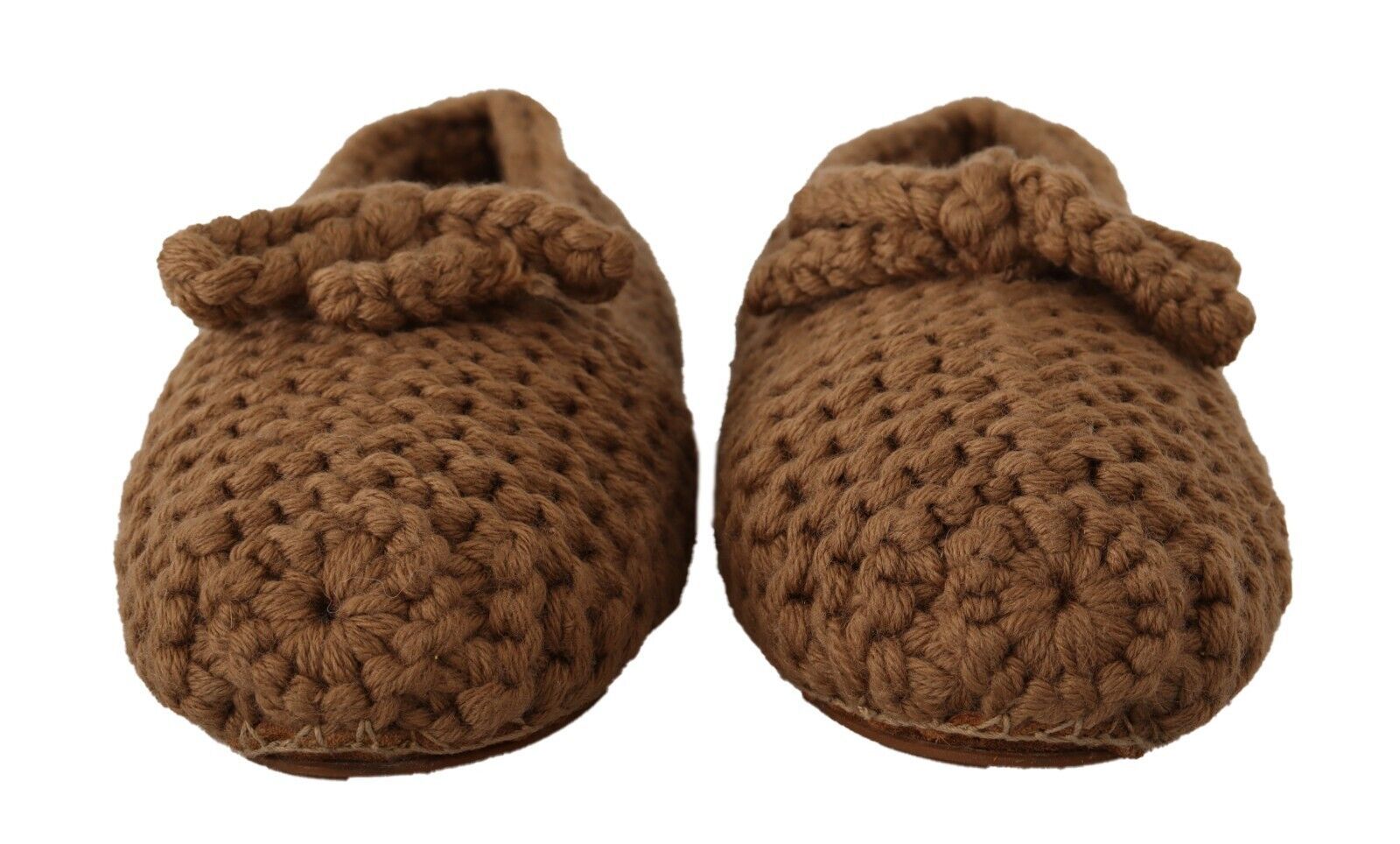 Dolce & Gabbana Brown Slip-On Ballerina Flats Wool Knit Shoes