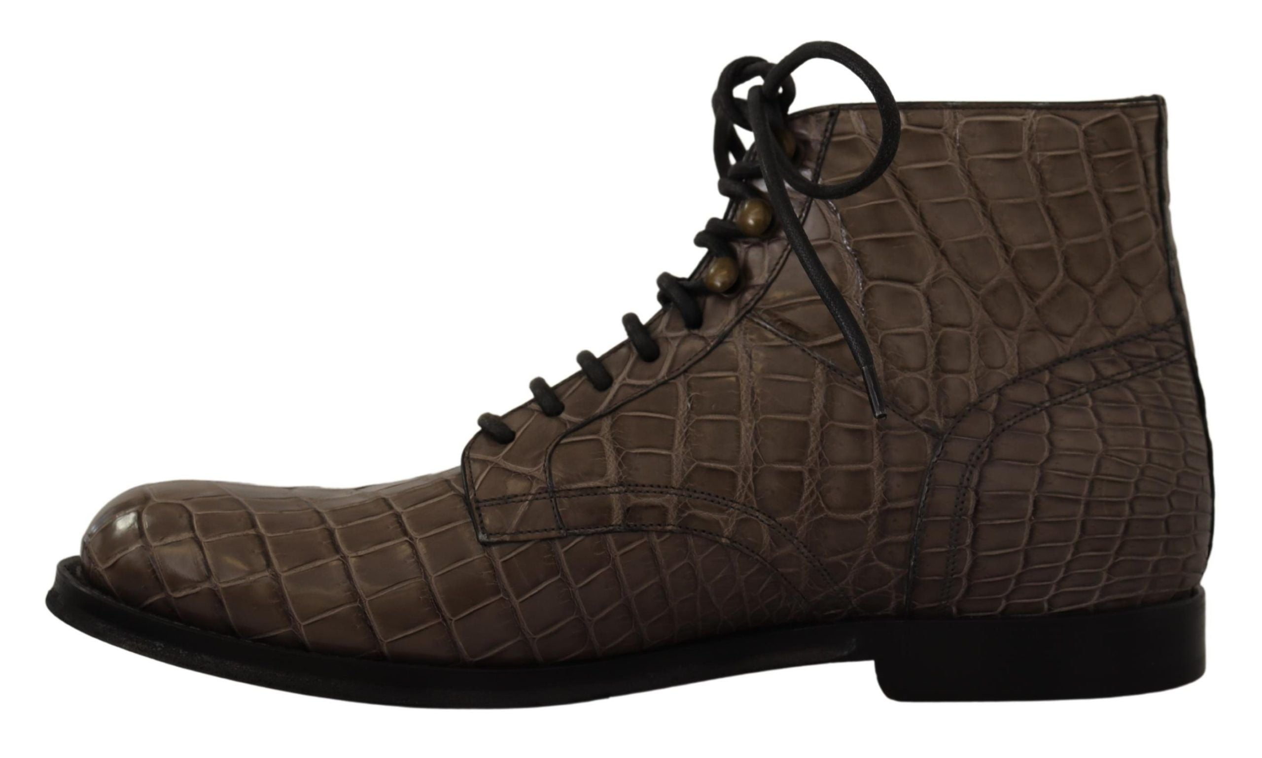 Dolce & Gabbana Grey Crocodile Leather Derby Boots