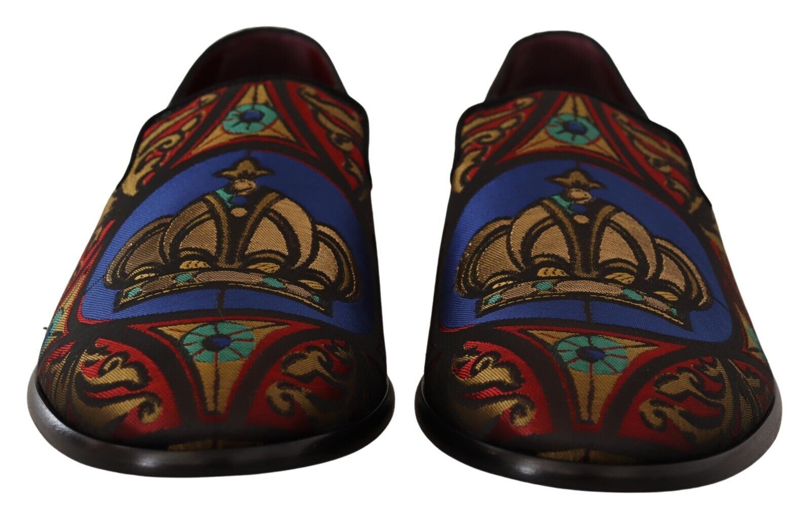 Dolce & Gabbana Meerkleurige Jacquard Kroon Slippers Loafers Schoenen