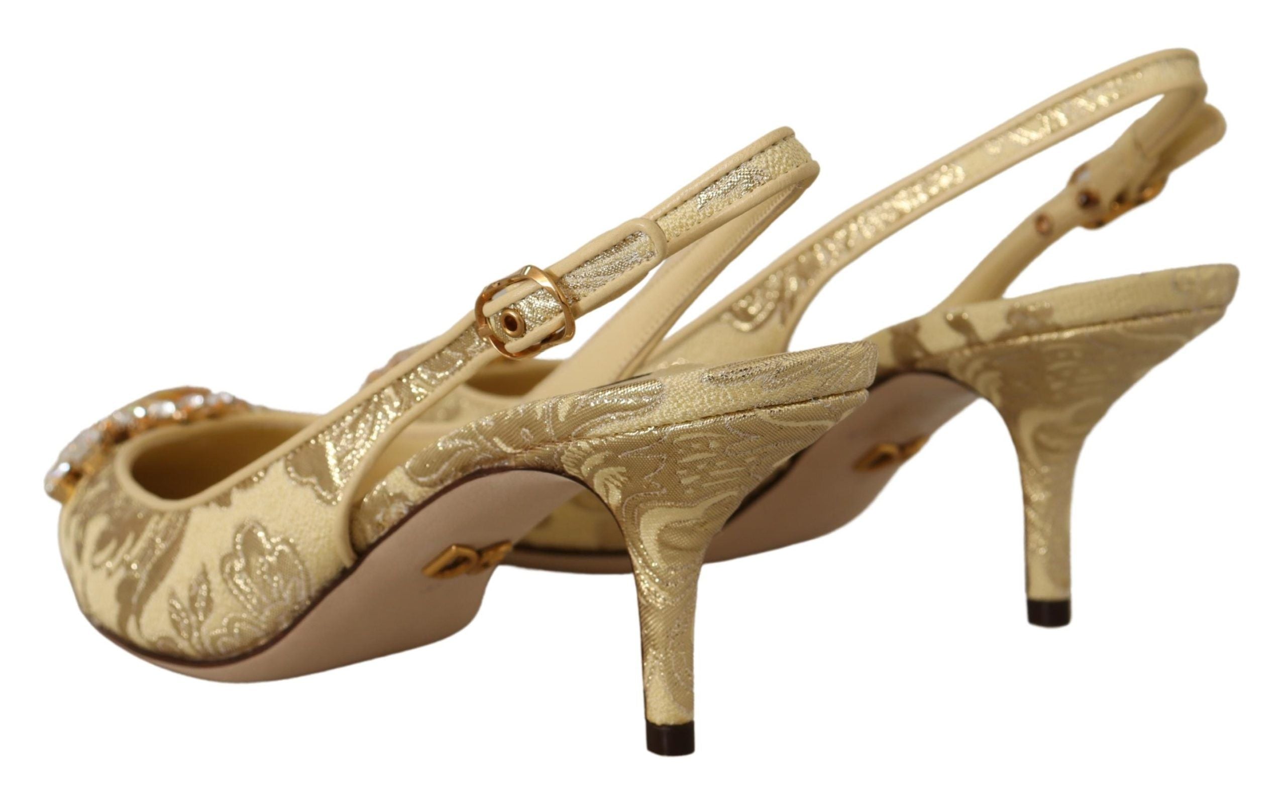 Dolce & Gabbana Gouden Kristallen Slingback Pumps Hakken Schoenen