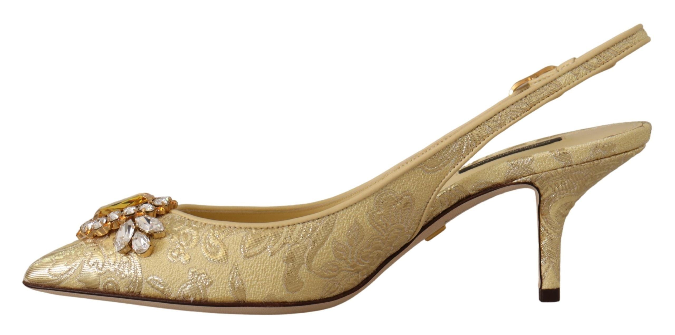 Dolce & Gabbana Gouden Kristallen Slingback Pumps Hakken Schoenen