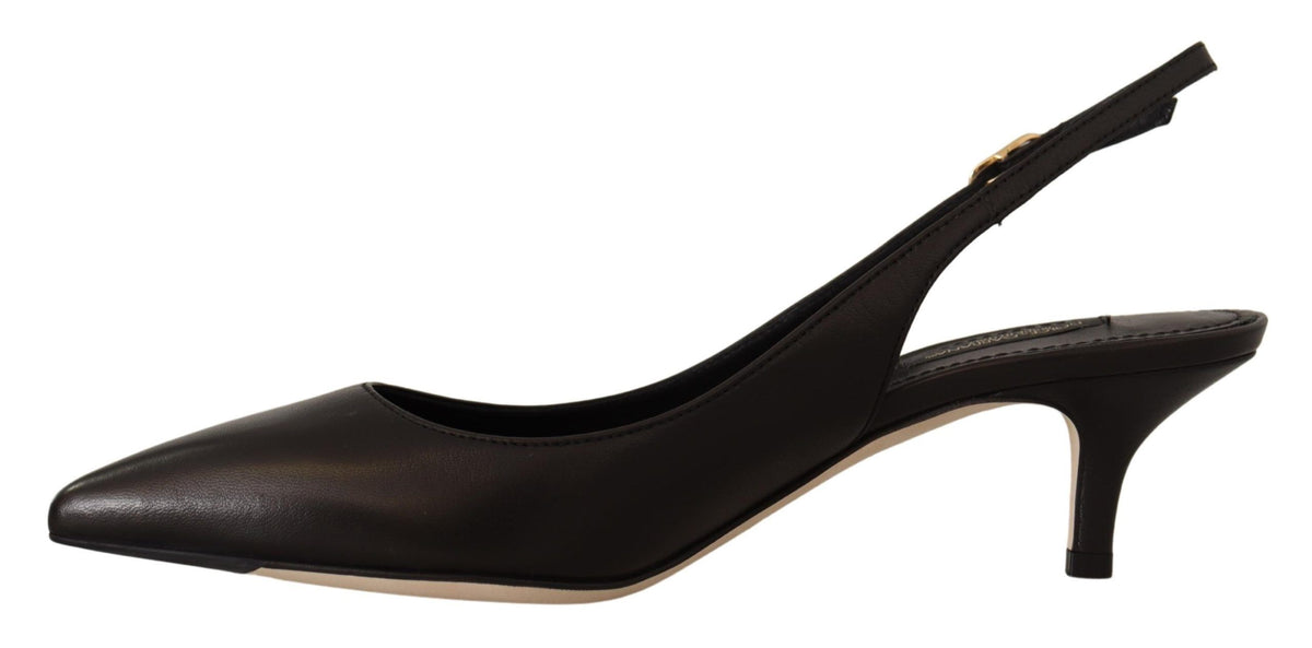 Dolce & Gabbana Zwarte Leren Slingback Hakken Pumps Schoenen
