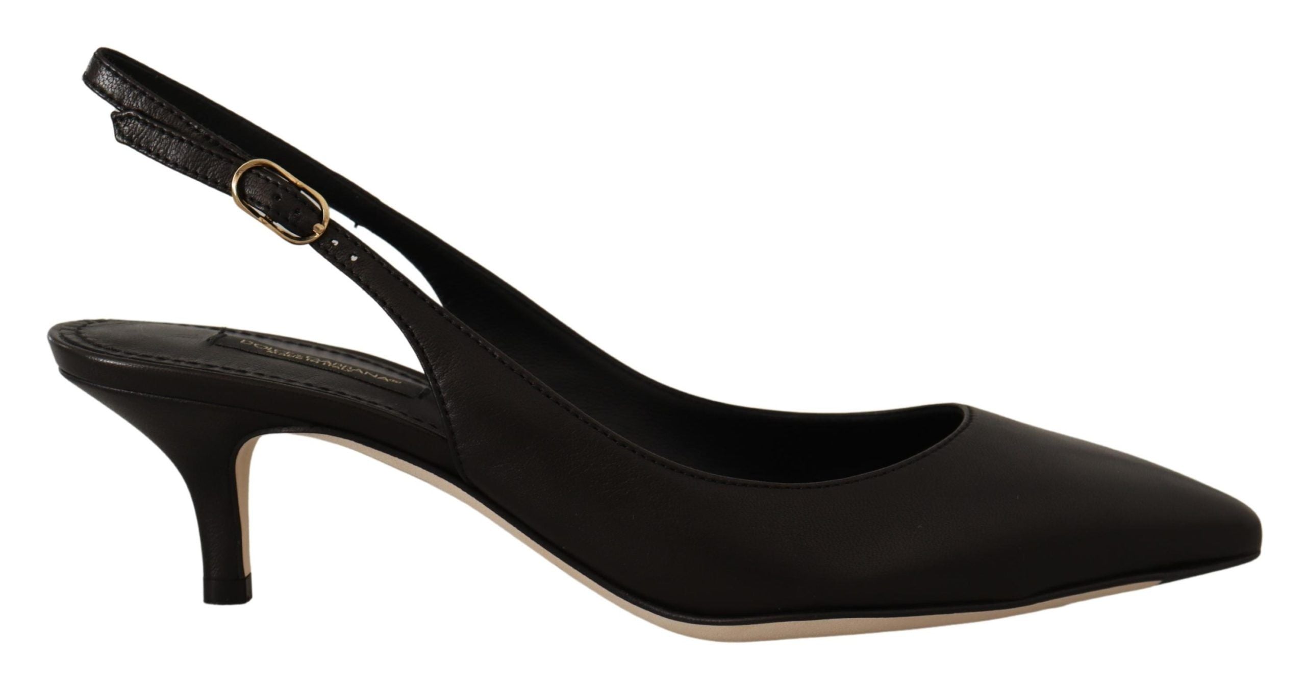 Dolce & Gabbana Zwarte Leren Slingback Hakken Pumps Schoenen