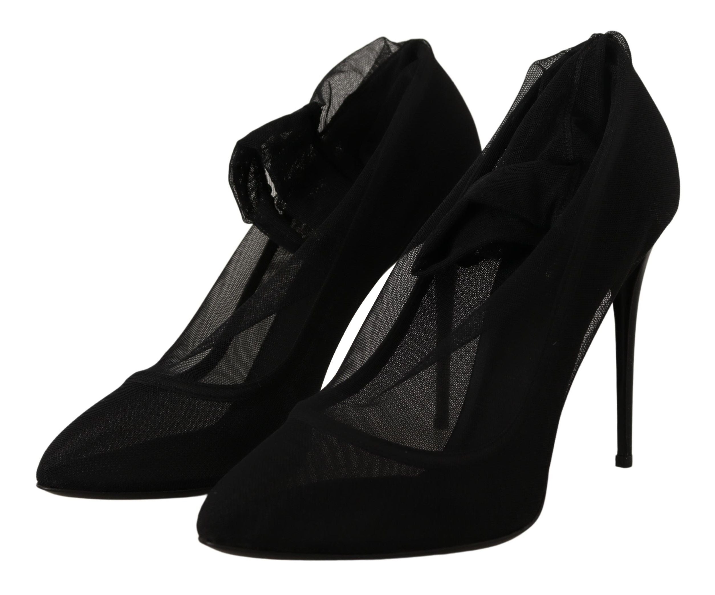 Dolce & Gabbana Zwarte Tule Stretch Laarzen Pumps Schoenen