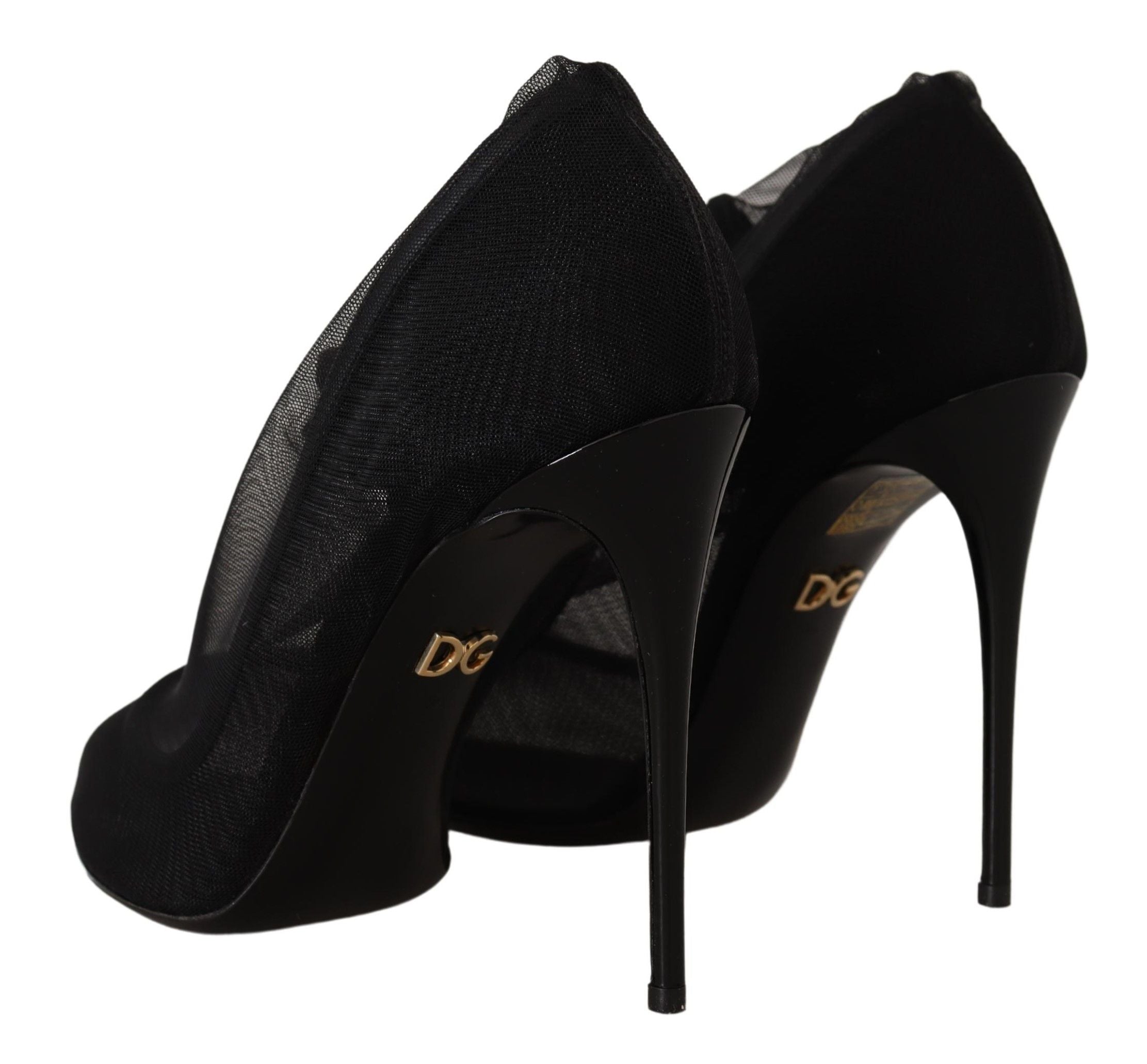 Dolce & Gabbana Zwarte Tule Stretch Laarzen Pumps Schoenen