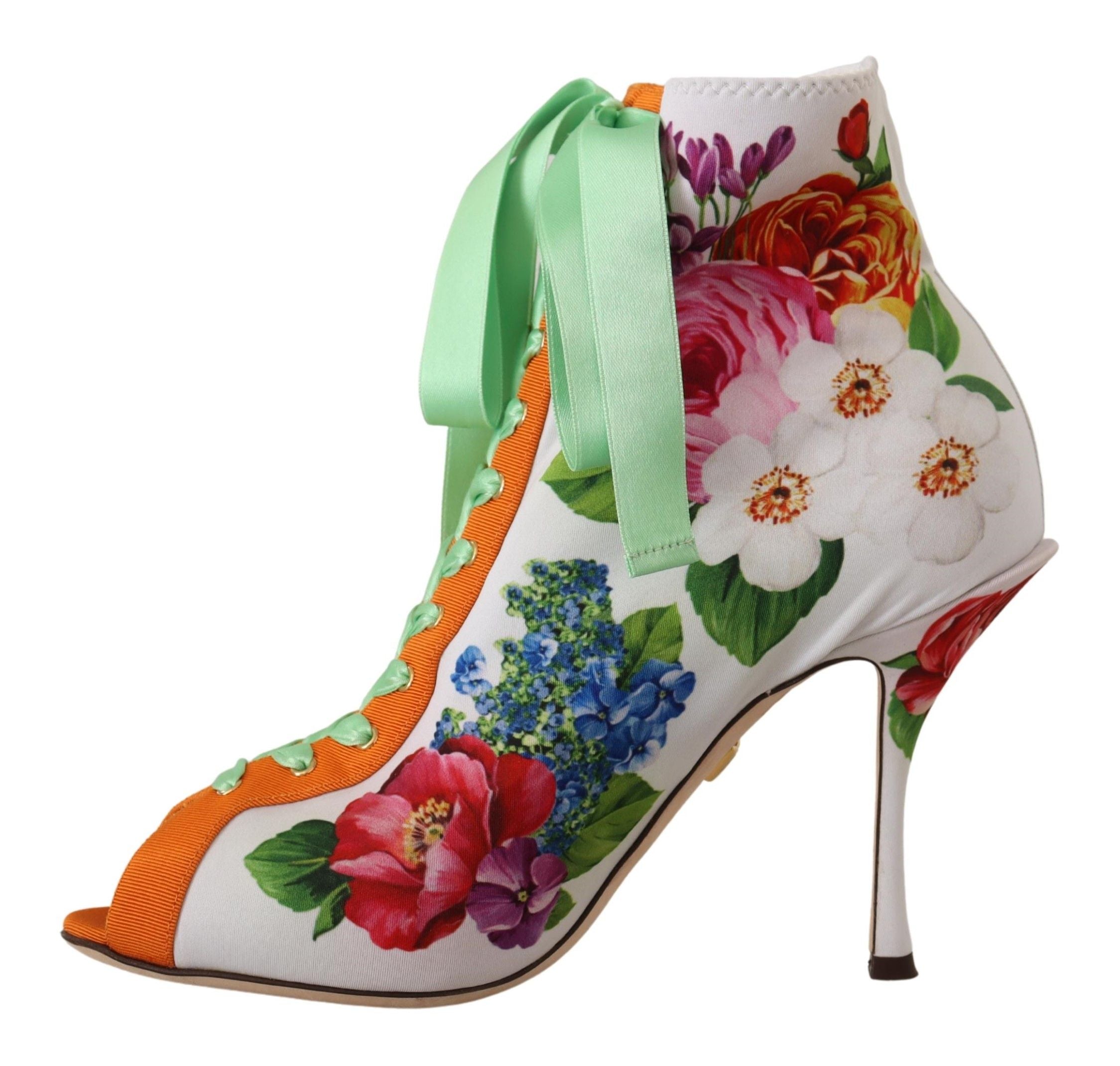 Dolce & Gabbana Witte Jersey Stretch Laarzen Open Neus Hakken Schoenen