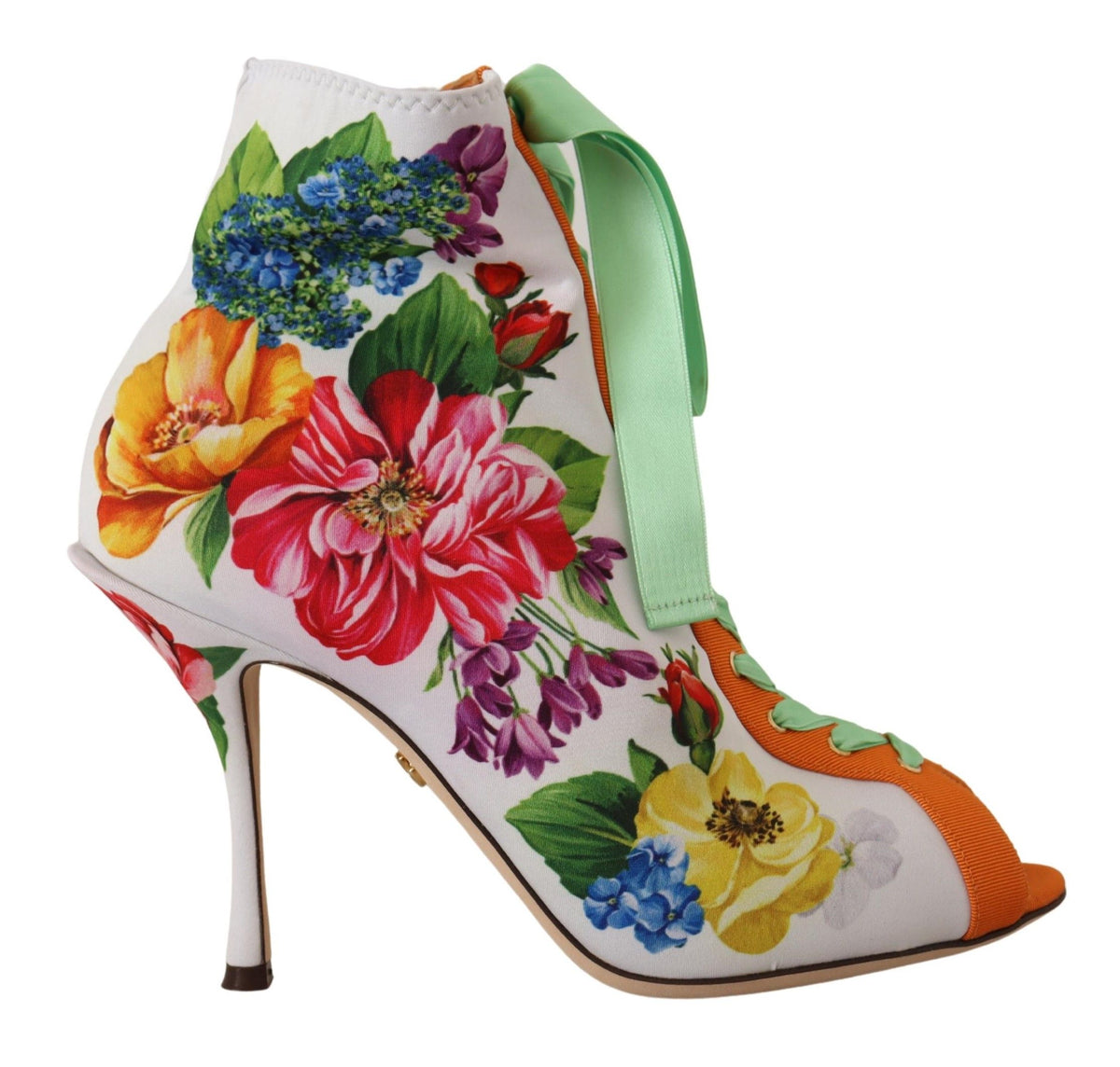 Dolce & Gabbana Witte Jersey Stretch Laarzen Open Neus Hakken Schoenen