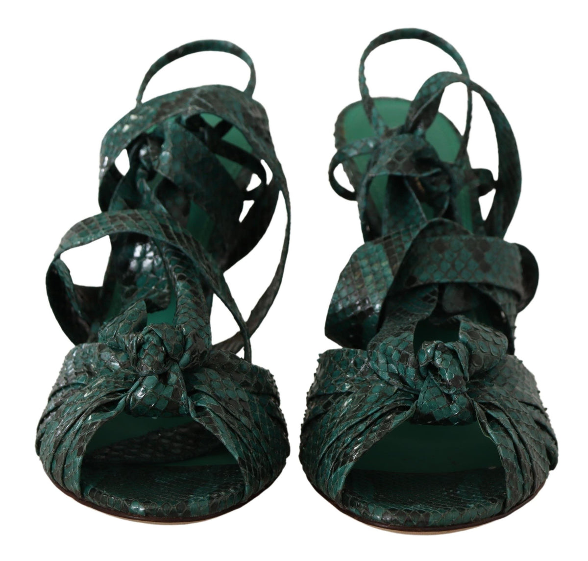 Dolce & Gabbana Groene Sandalen met Python Band Hakken Schoenen