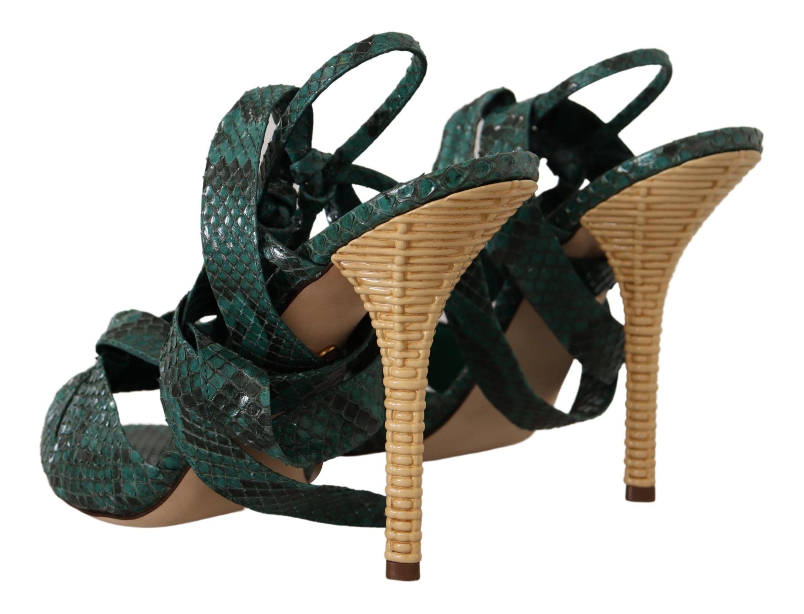 Dolce & Gabbana Groene Sandalen met Python Band Hakken Schoenen