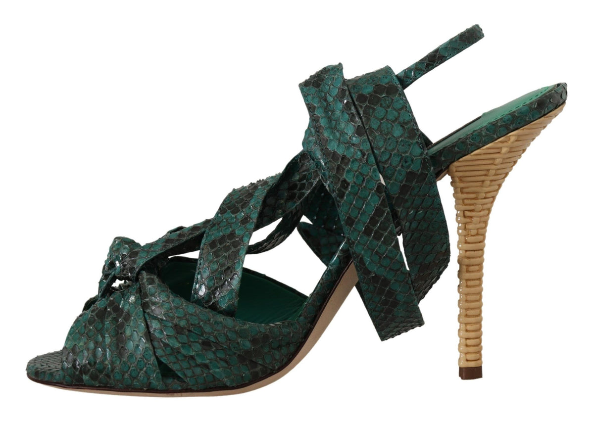 Dolce & Gabbana Groene Sandalen met Python Band Hakken Schoenen