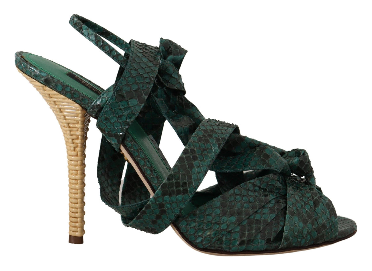 Dolce & Gabbana Groene Sandalen met Python Band Hakken Schoenen