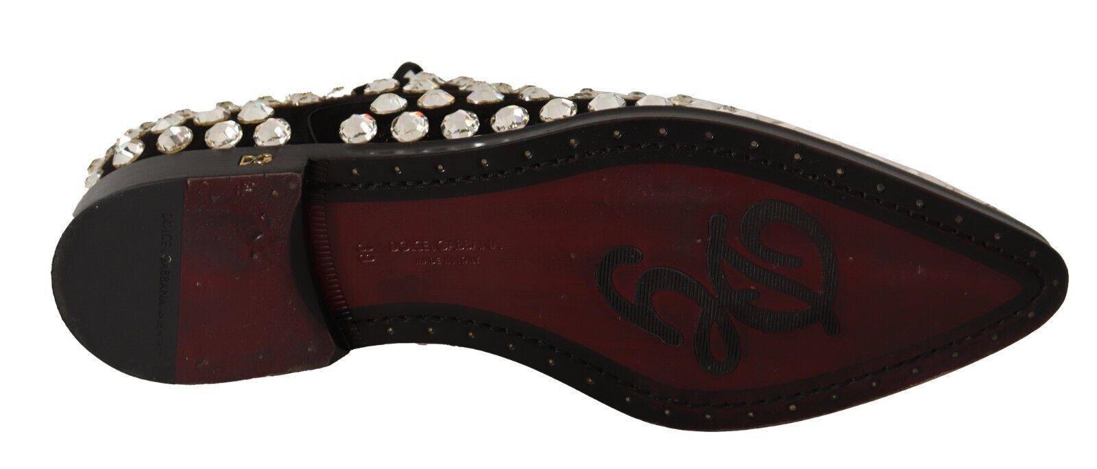 Dolce & Gabbana Zwarte Leren Kristallen Veterschoenen Formeel