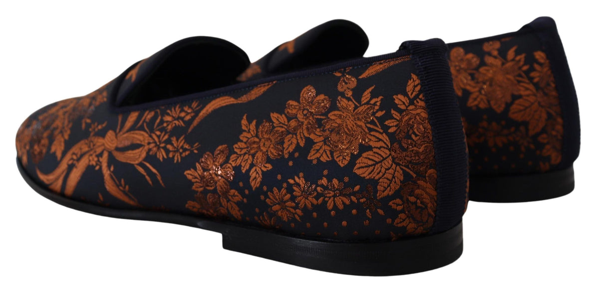 Dolce & Gabbana Blauwe Roest Bloemen Slippers Instappers Schoenen